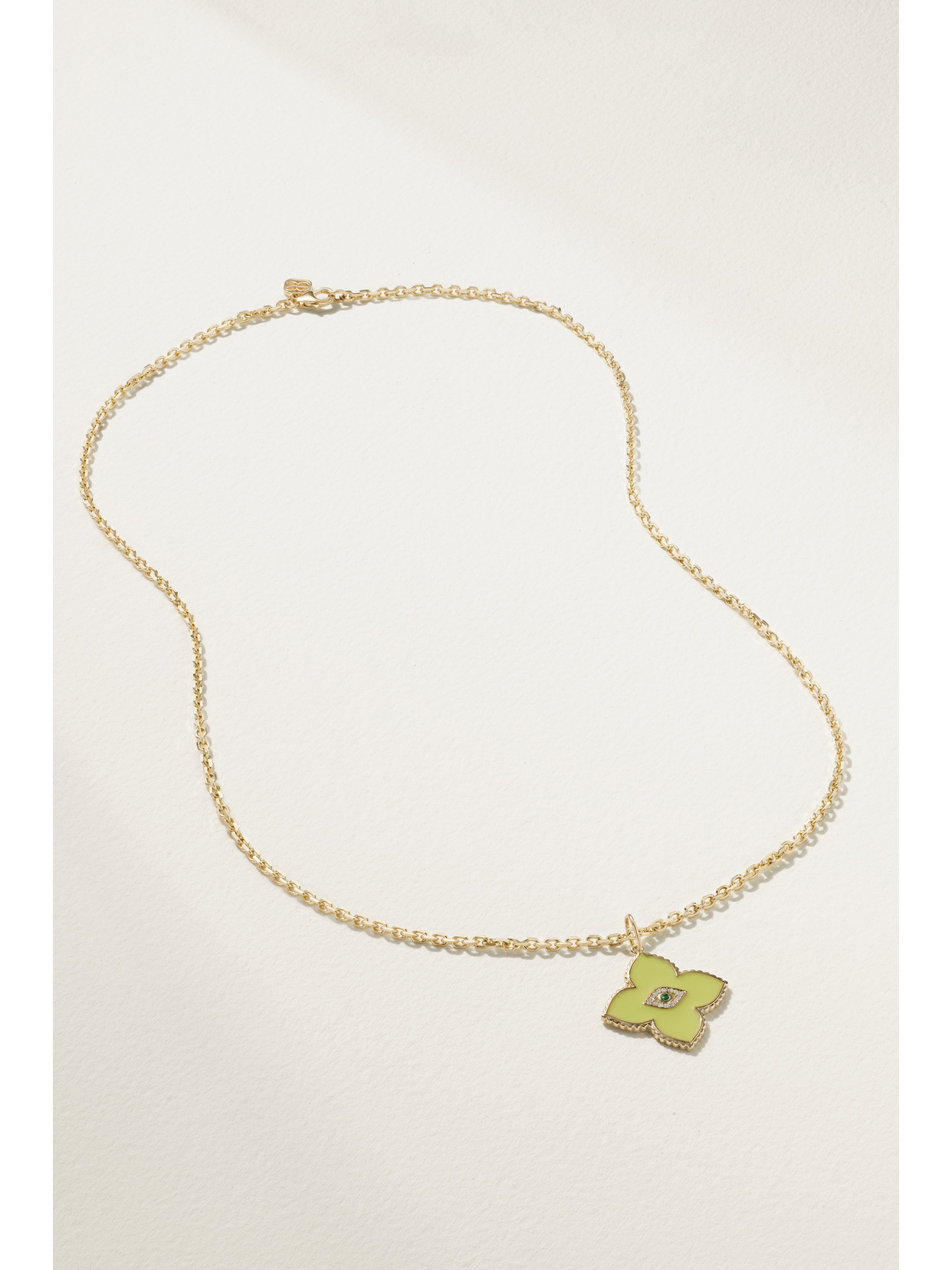Sydney Evan Evil Eye 14-karat Gold, Enamel, Emerald And Diamond Necklace In Gold