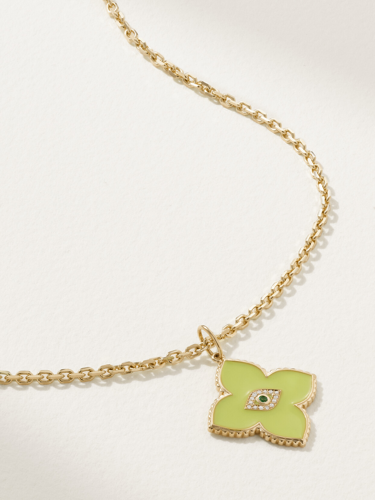 Sydney Evan - Evil Eye 14-karat Gold, Enamel, Emerald And Diamond Necklace - one size