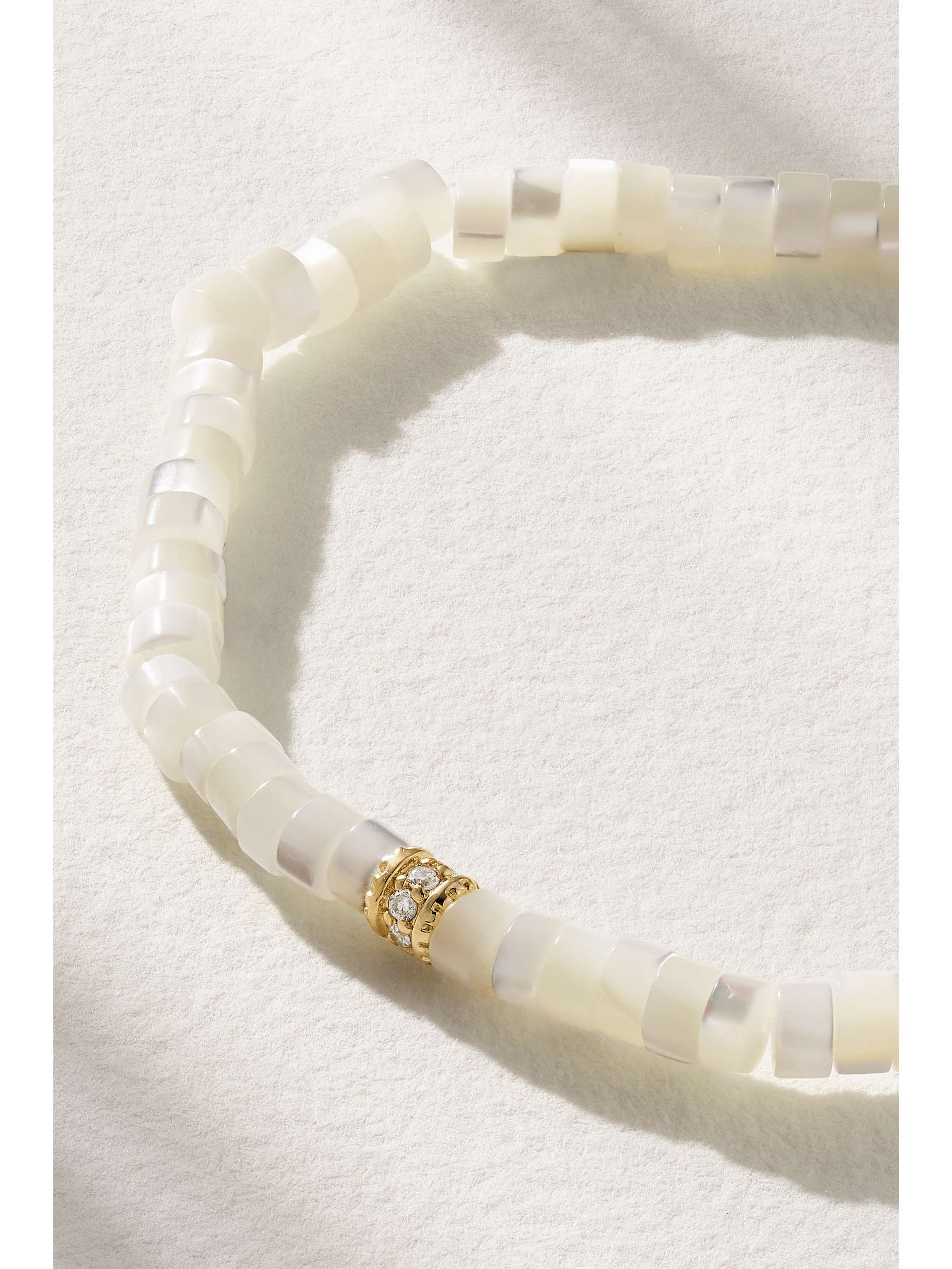 SYDNEY EVAN 14-karat gold, mother-of-pearl and diamond bracelet