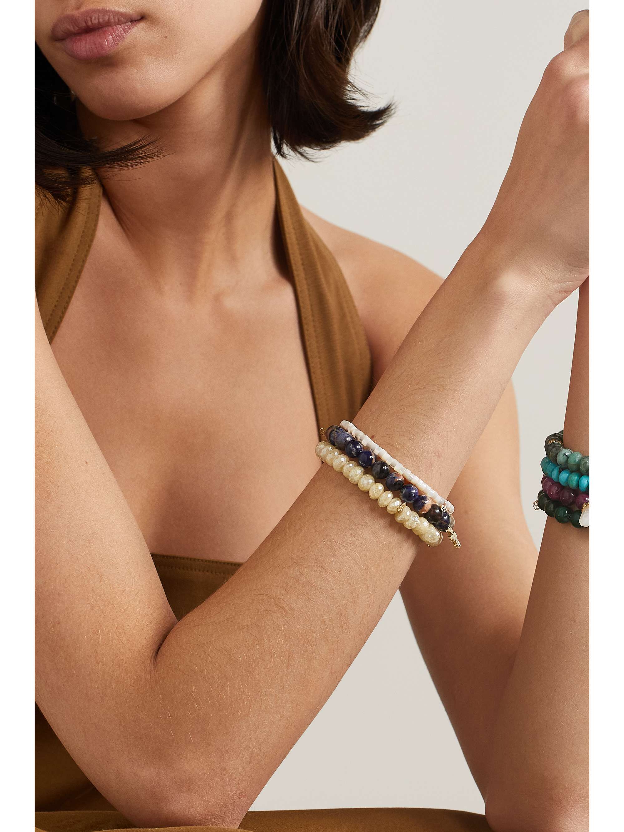SYDNEY EVAN 14-karat gold, mother-of-pearl and diamond bracelet