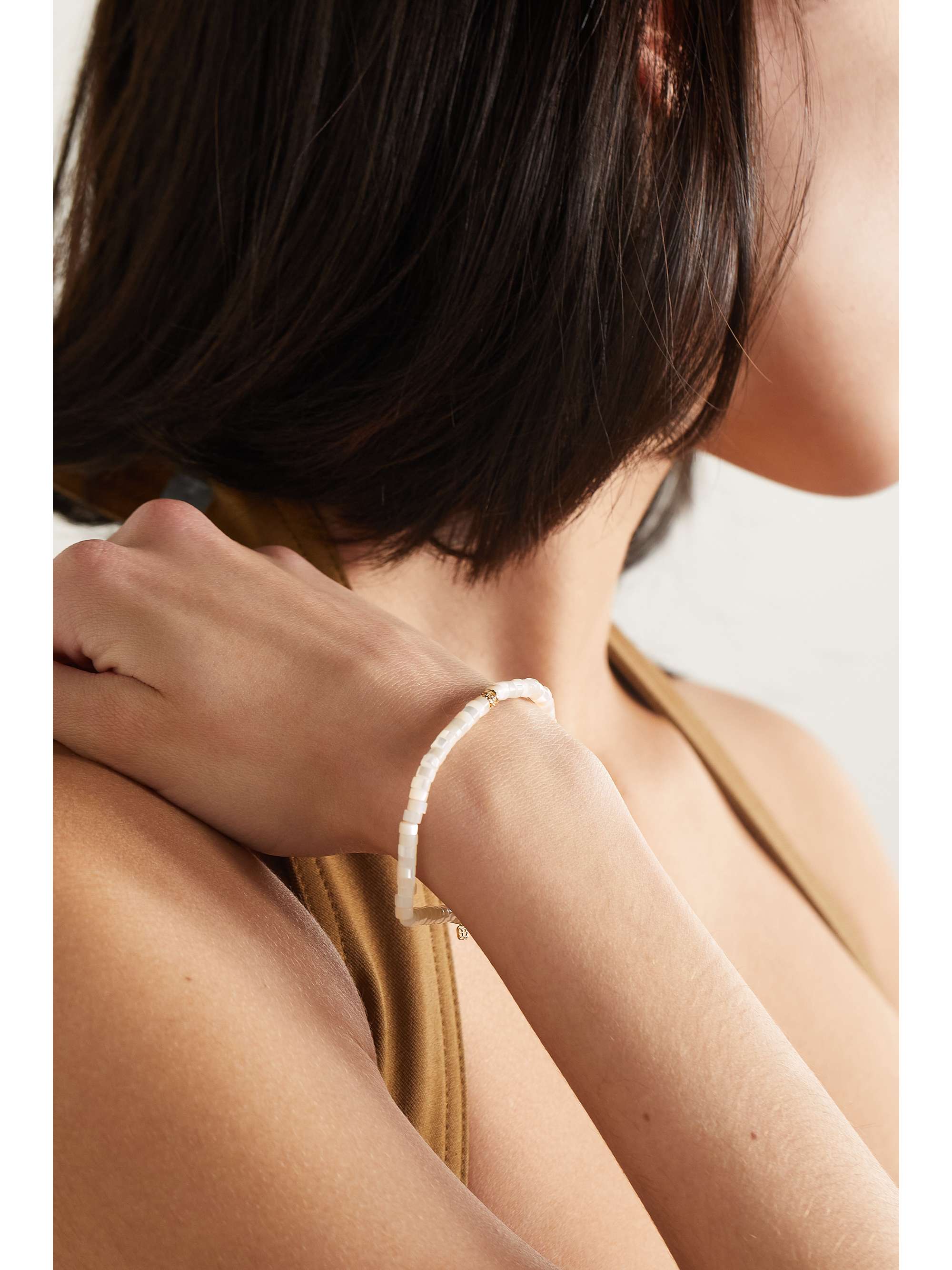 SYDNEY EVAN 14-karat gold, mother-of-pearl and diamond bracelet