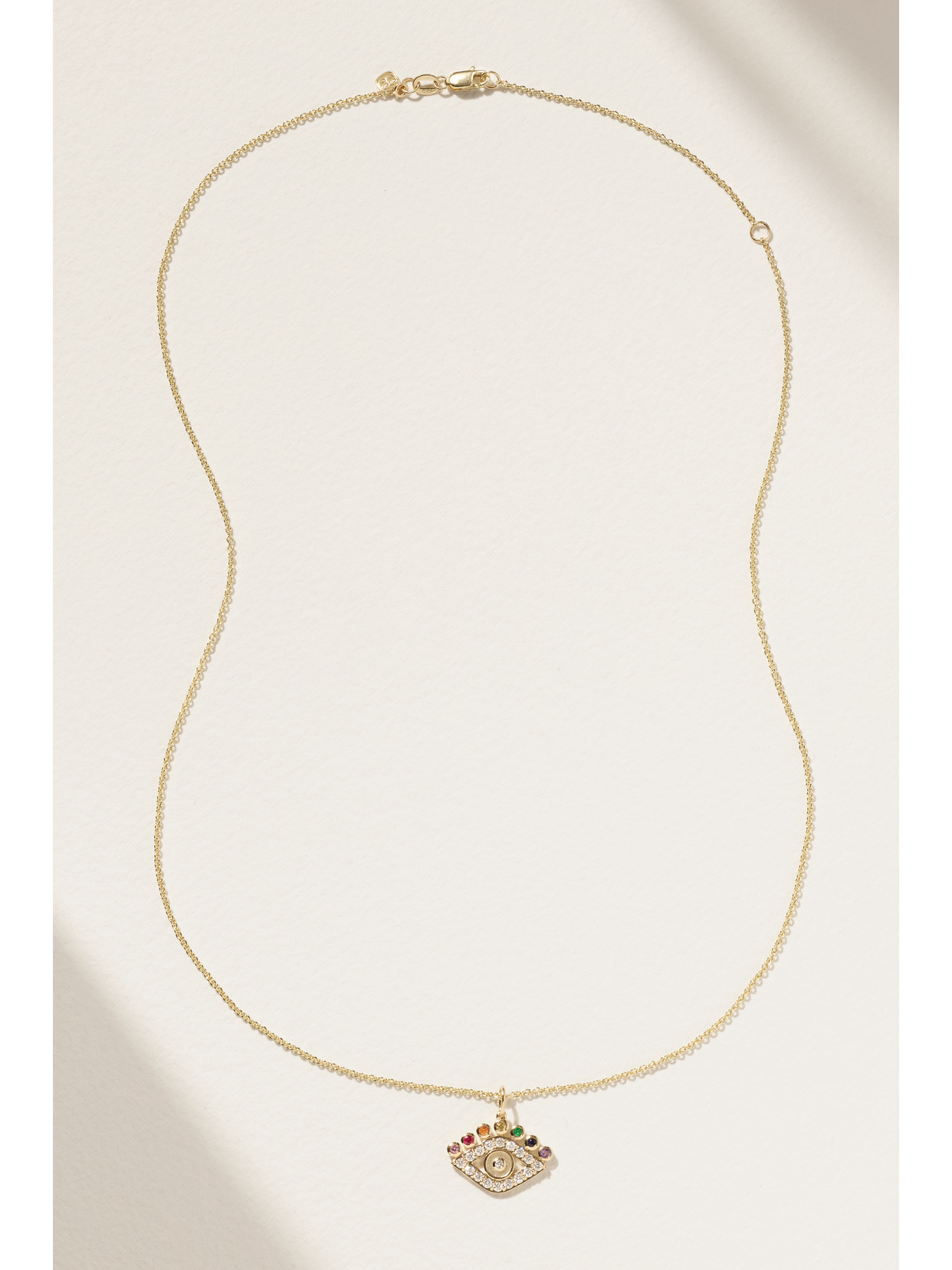 Sydney Evan Evil Eye 14-karat Gold Multi-stone Necklace In Gold