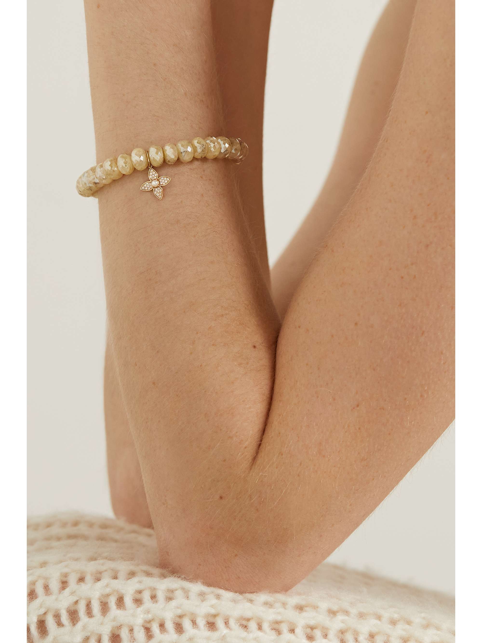 SYDNEY EVAN Paisley Flower 14-karat gold multi-stone bracelet