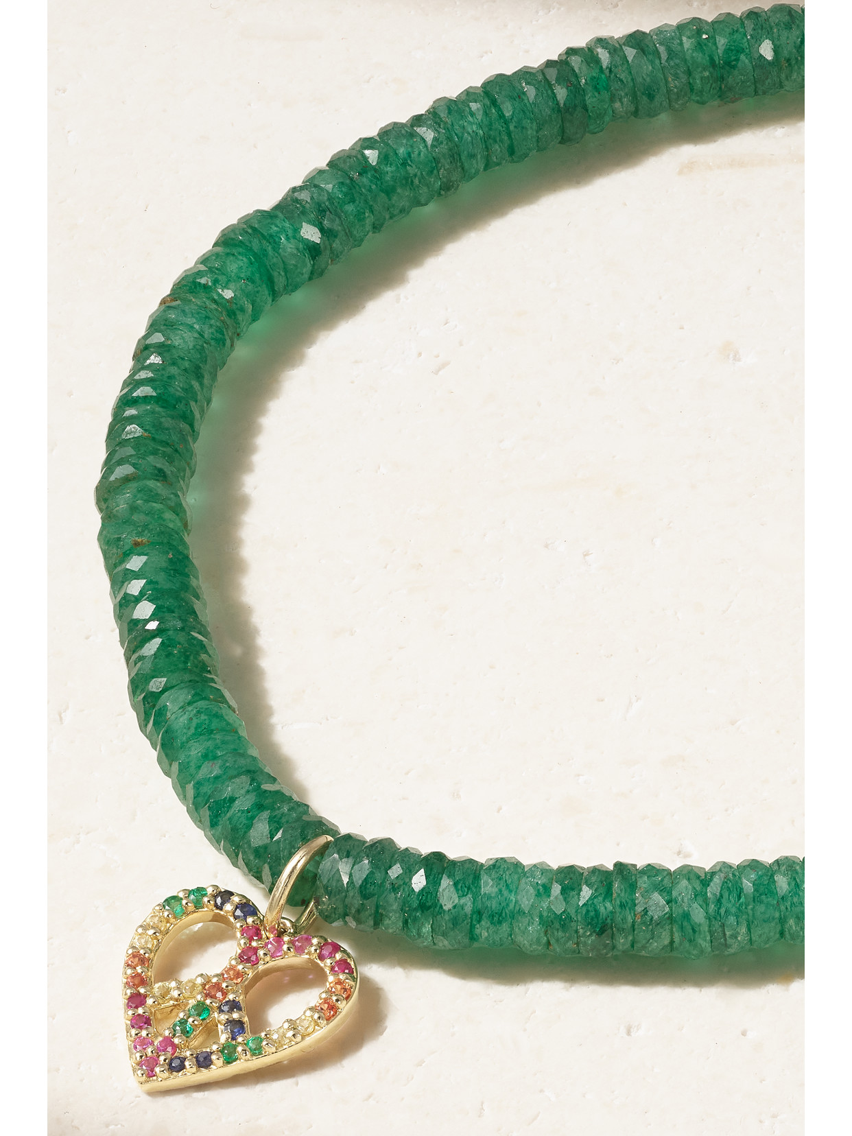 Sydney Evan Small Peace Heart 14-karat Gold Multi-stone Bracelet In Gold