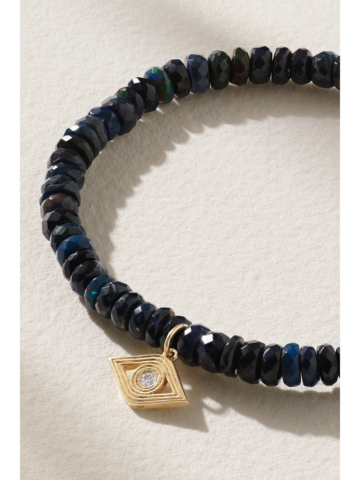 Sydney Evan Small Evil Eye 14-karat Gold, Opal And Diamond Bracelet In Gold