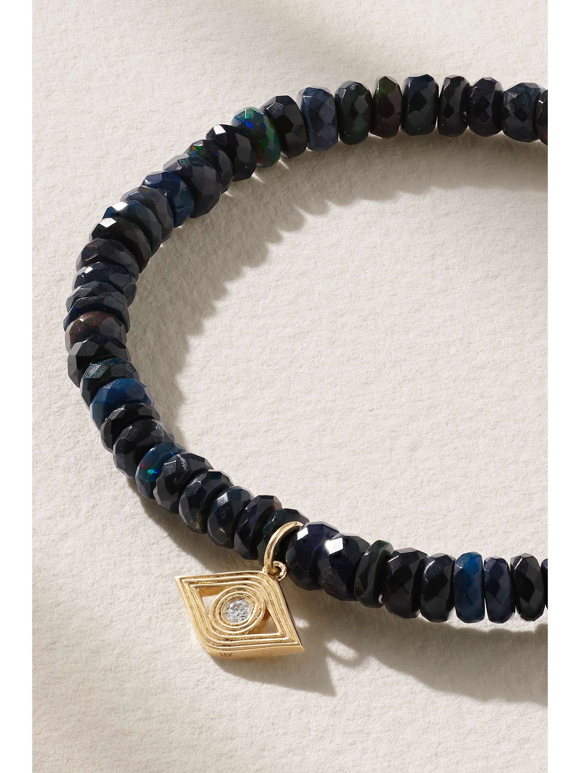 SYDNEY EVAN Small Evil Eye 14-karat gold, opal and diamond bracelet