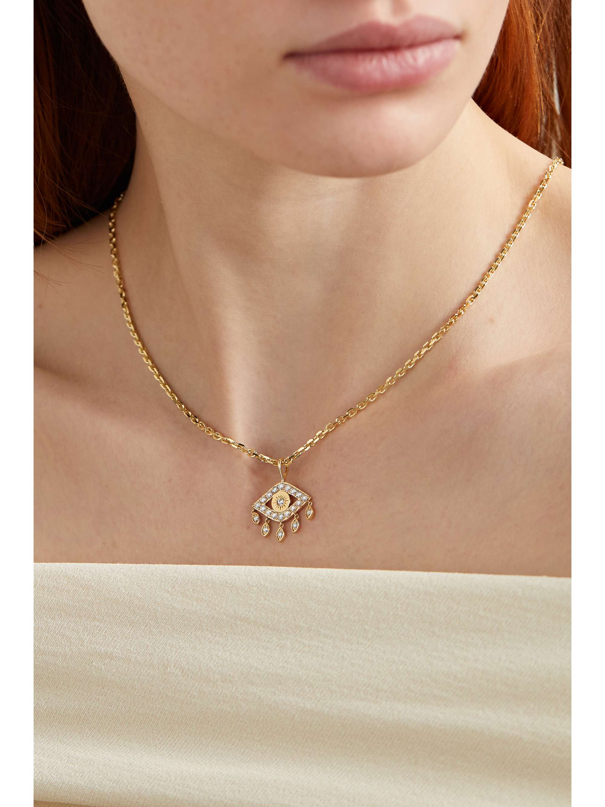 SYDNEY EVAN Evil Eye 14K 黄金钻石项链