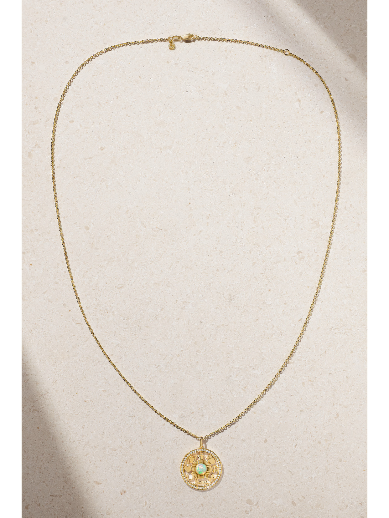 Sydney Evan Open Icon 14-karat Gold, Opal And Diamond Necklace In Gold