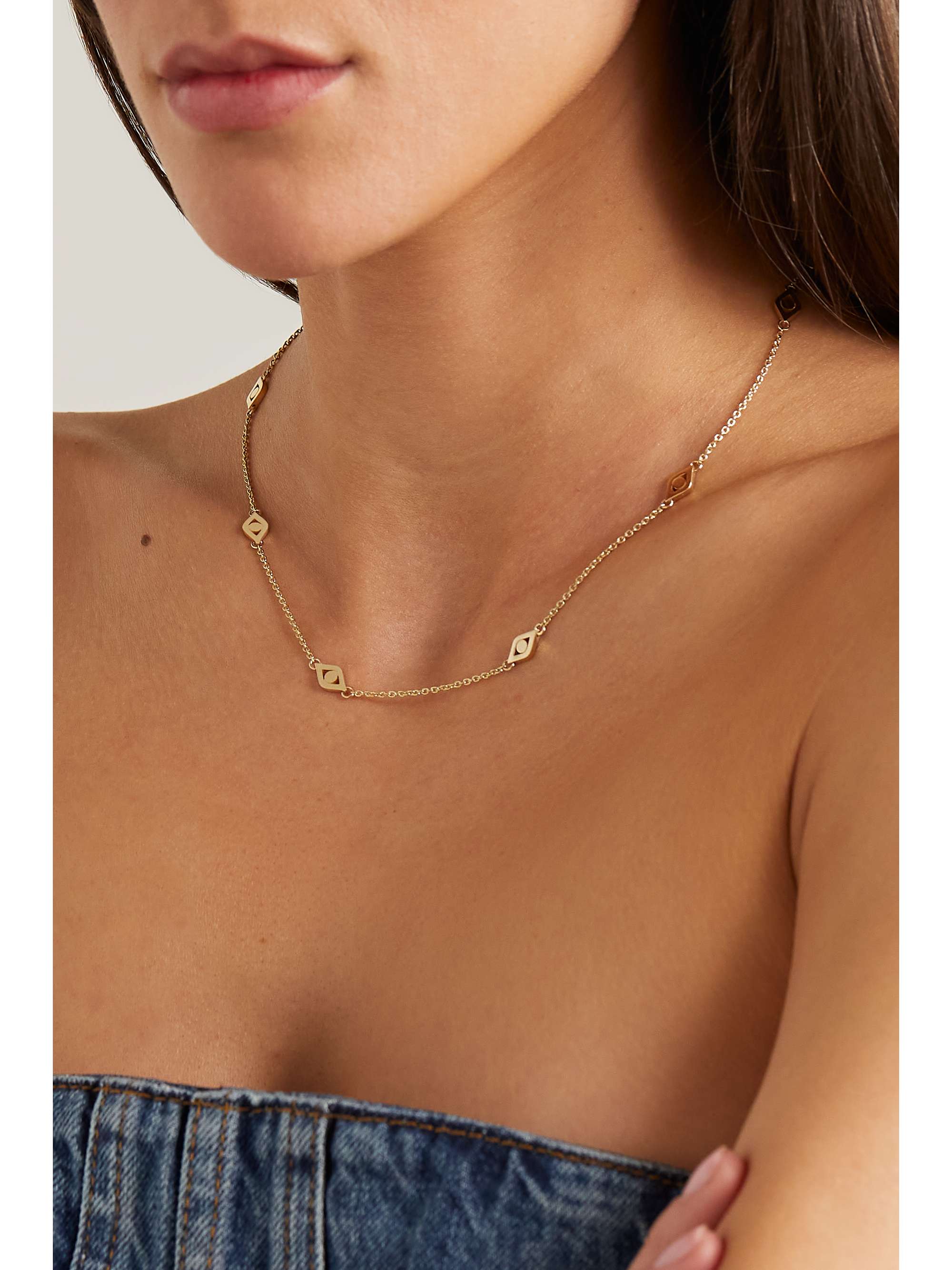 SYDNEY EVAN Medium Evil Eye 14-karat gold necklace