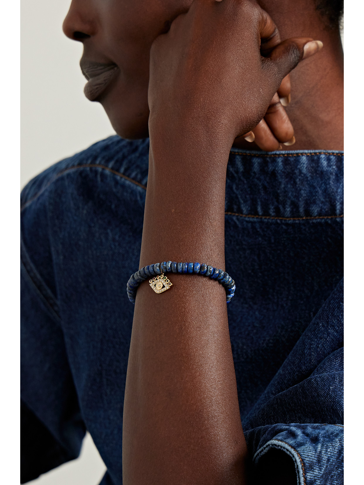 Sydney Evan Evil Eye 14-karat Gold Multi-stone Bracelet In Gold