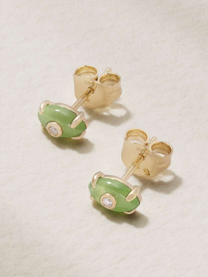 Sydney Evan 14-karat , Jade And Diamond Earrings - One size