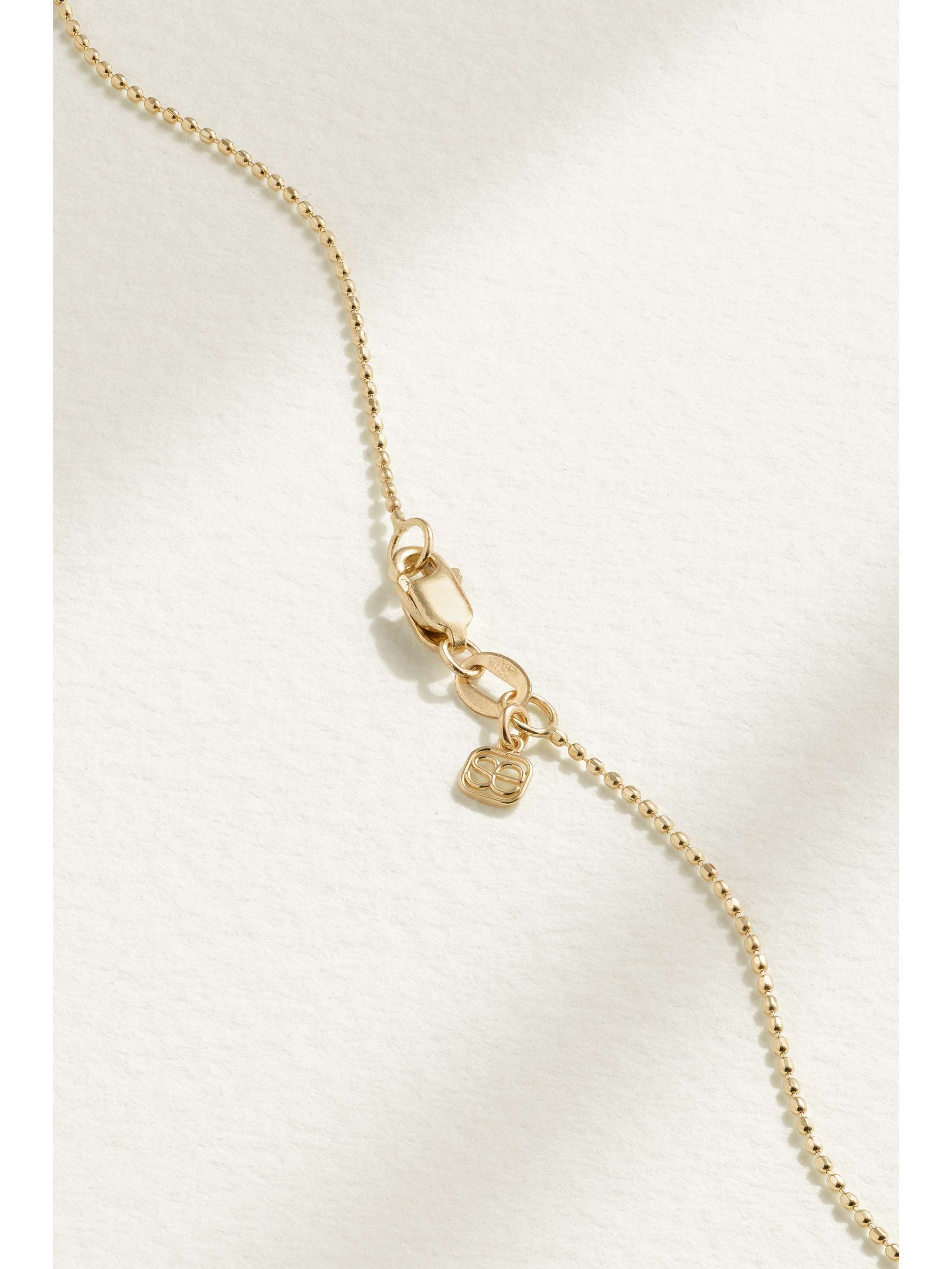 SYDNEY EVAN Daisy Happy Face 14-karat gold sapphire necklace