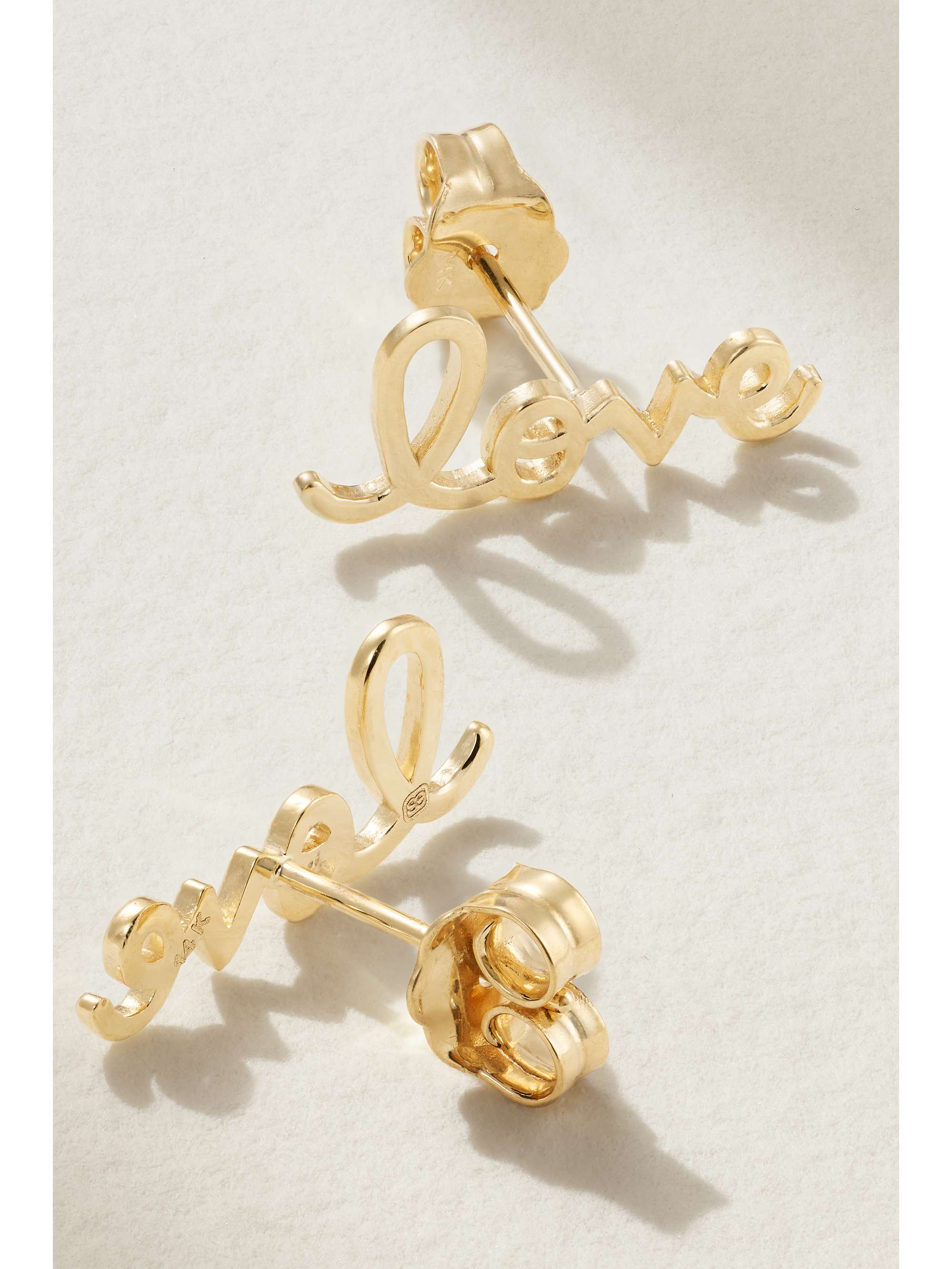 SYDNEY EVAN Tiny Pure Love 14-karat gold earrings