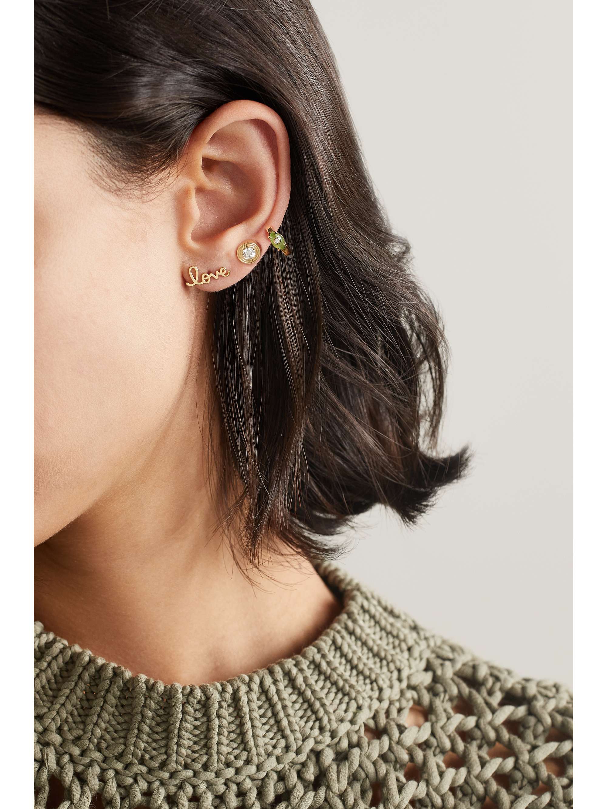 SYDNEY EVAN Tiny Pure Love 14-karat gold earrings