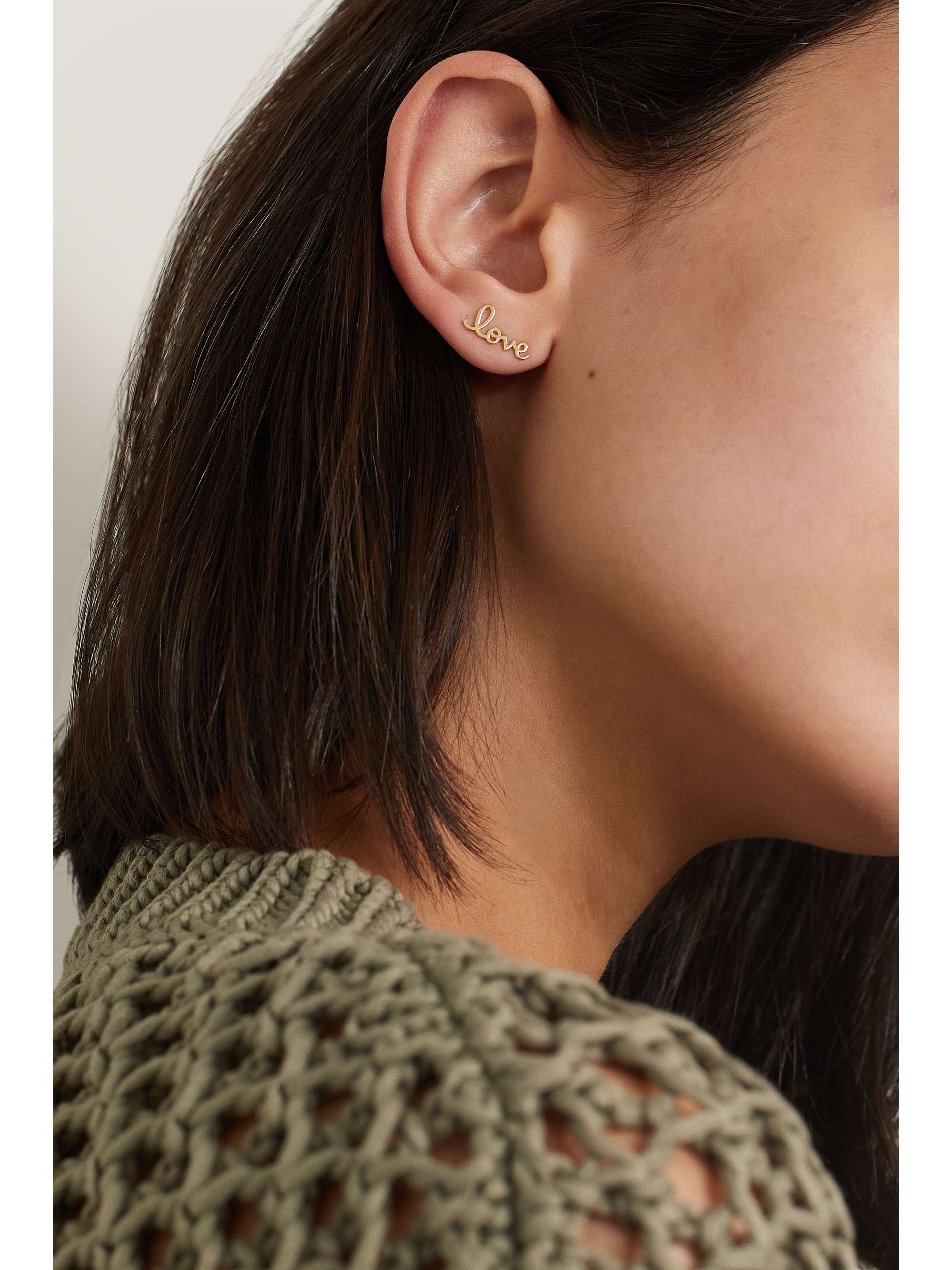 SYDNEY EVAN Tiny Pure Love 14-karat gold earrings