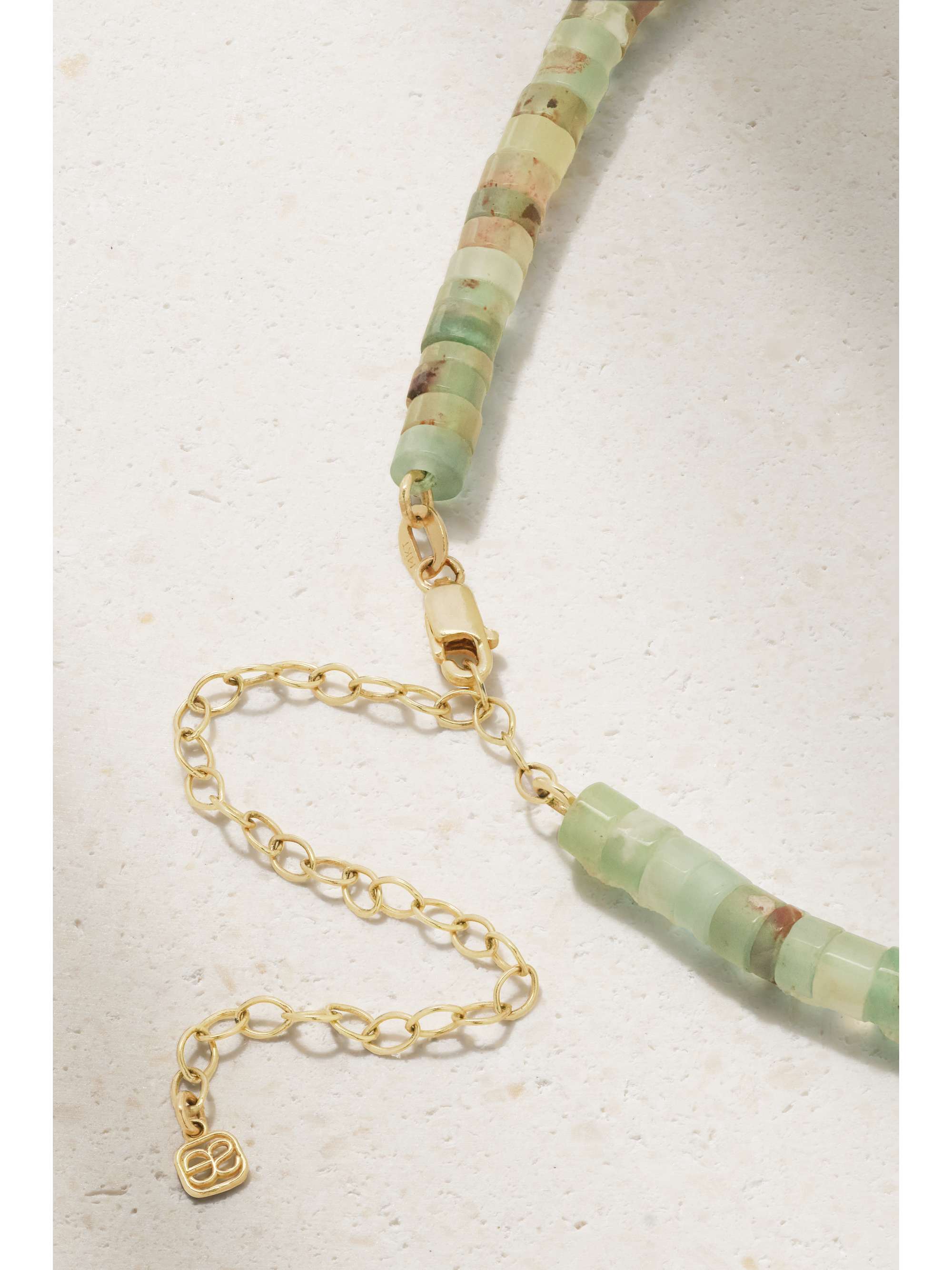 SYDNEY EVAN 14-karat gold aquaprase beaded necklace