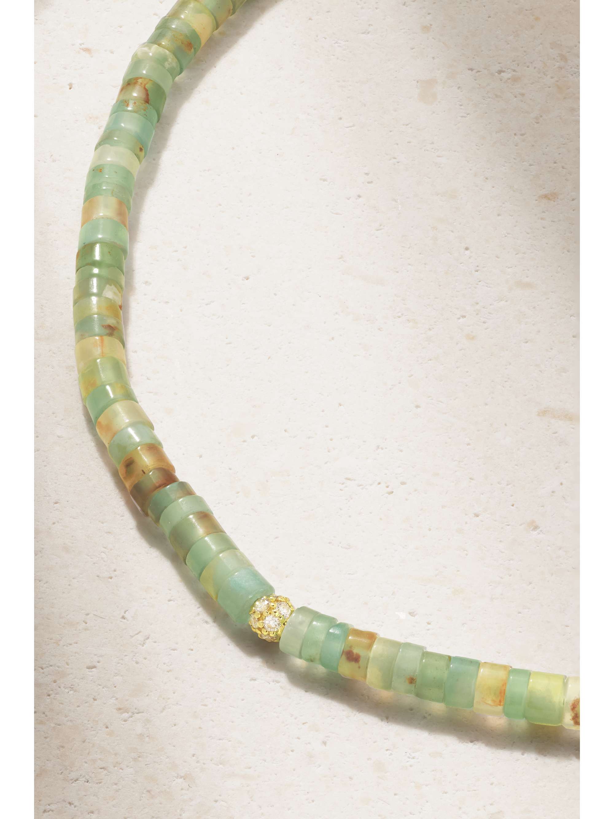 SYDNEY EVAN 14-karat gold aquaprase beaded necklace