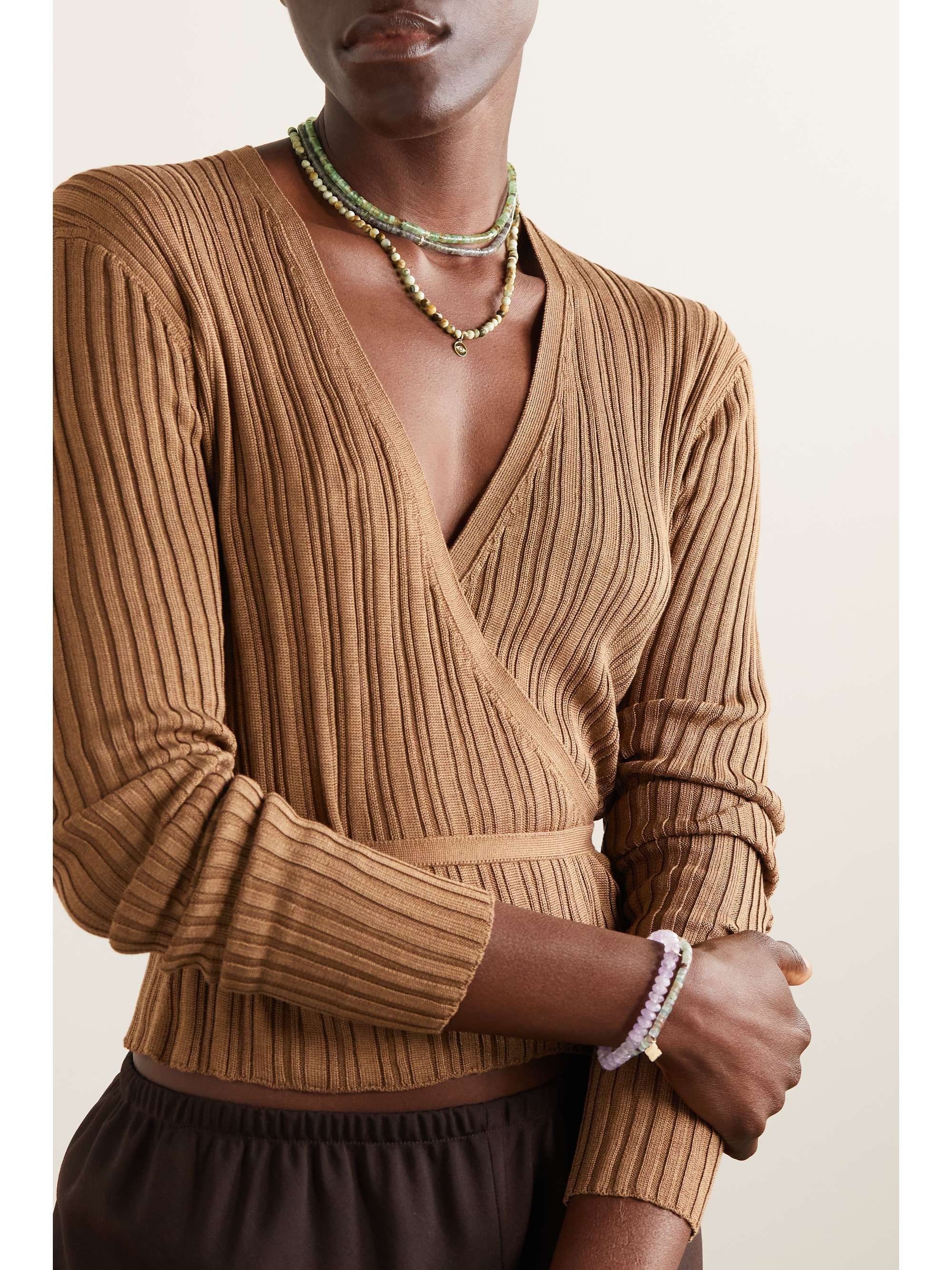 SYDNEY EVAN 14-karat gold aquaprase beaded necklace
