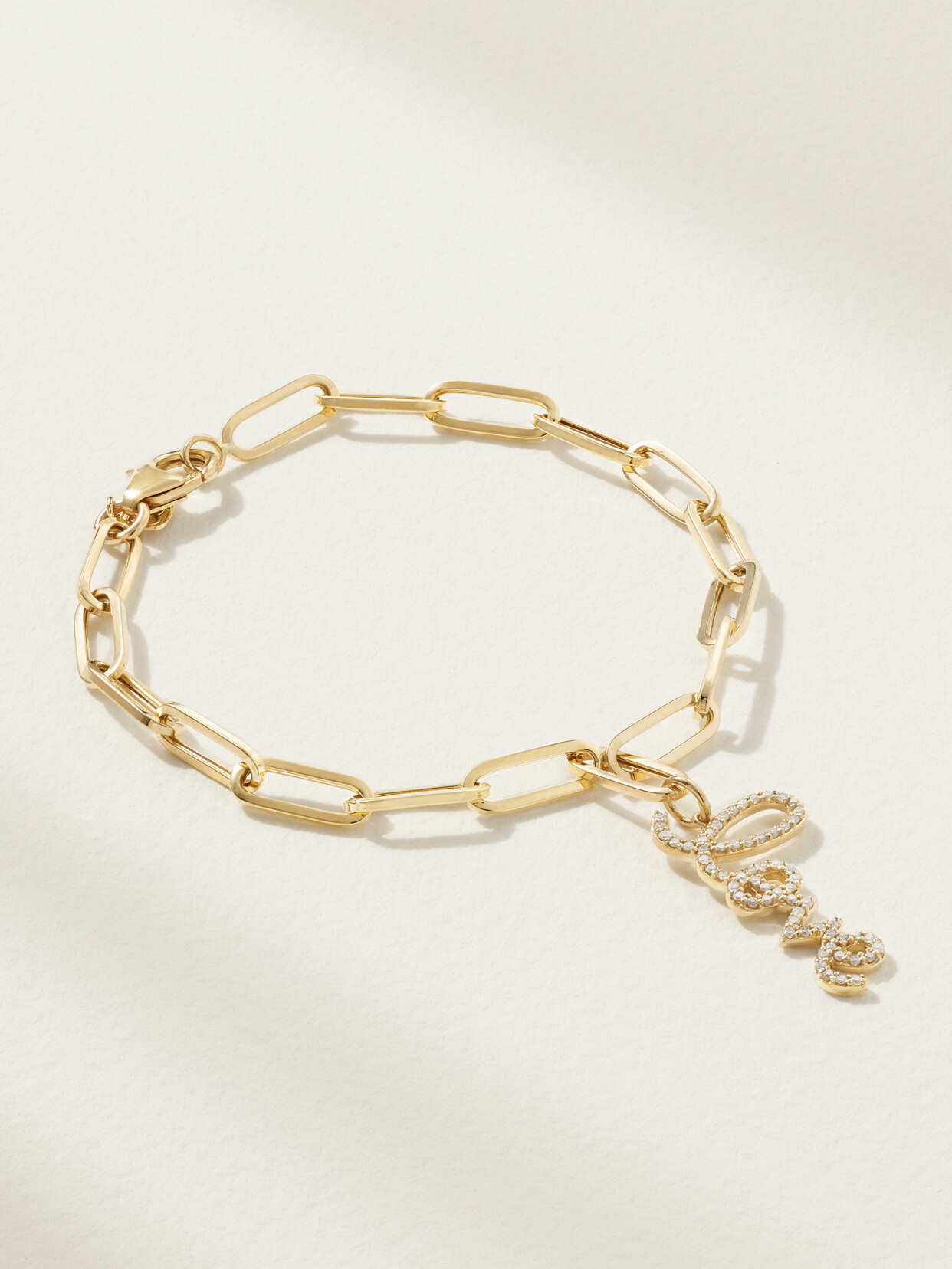 Sydney Evan Medium Love 14-karat Gold Diamond Bracelet