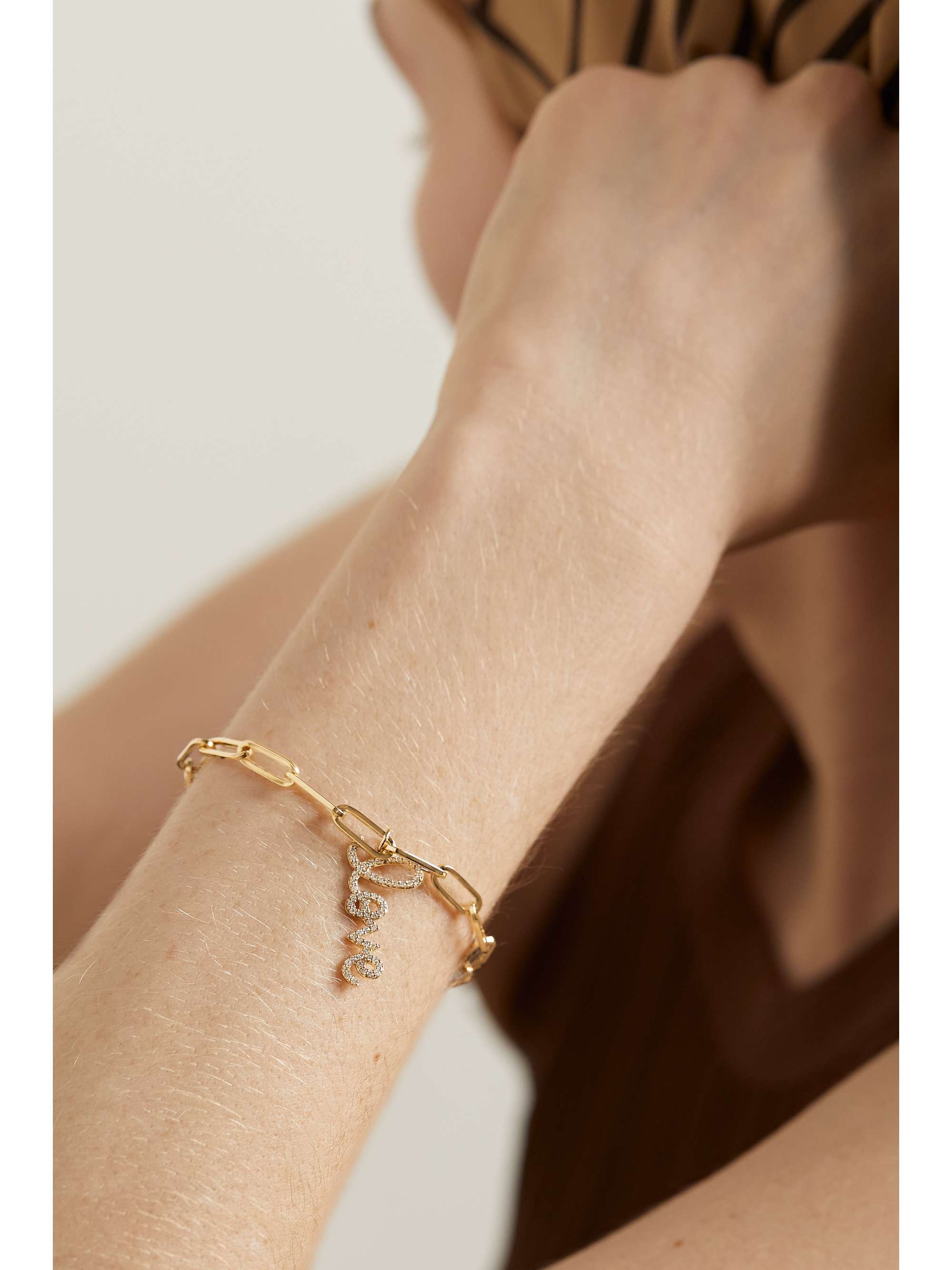 SYDNEY EVAN Medium Love 14-karat gold diamond bracelet