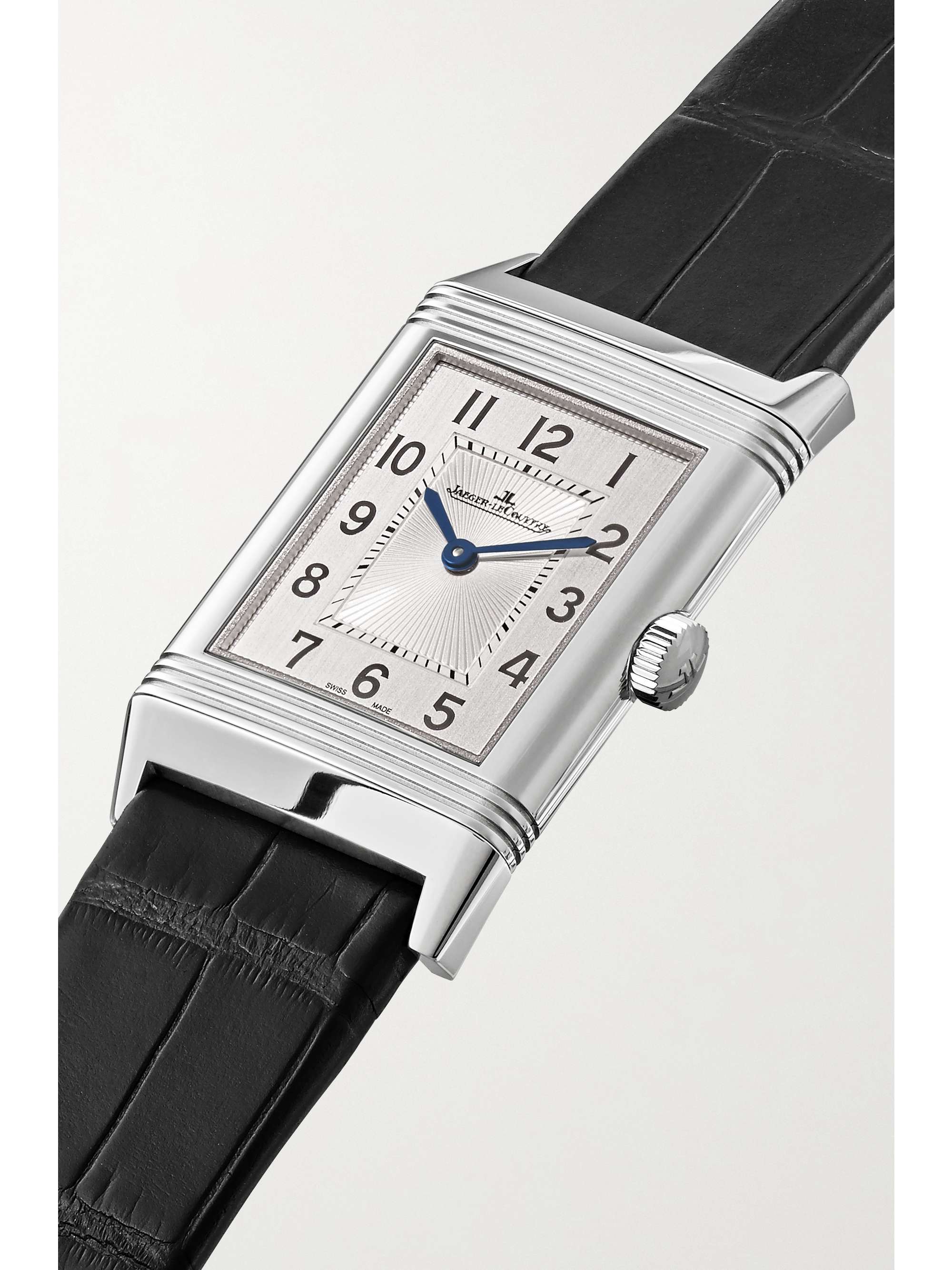 JAEGER LECOULTRE Reverso Classic Medium Thin 40.1 x 24.4 毫米精钢中型腕表（短吻鳄鱼皮表带）