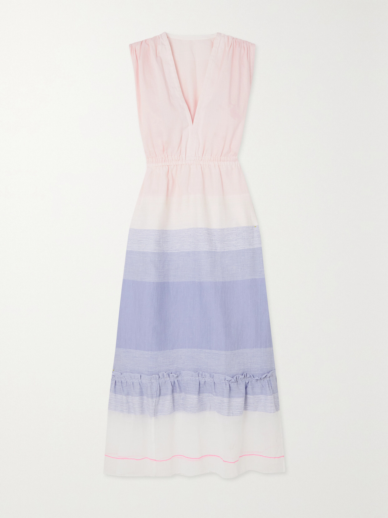 lemlem - + Net Sustain Jelba Frayed Striped Cotton-blend Midi Dress - Blue