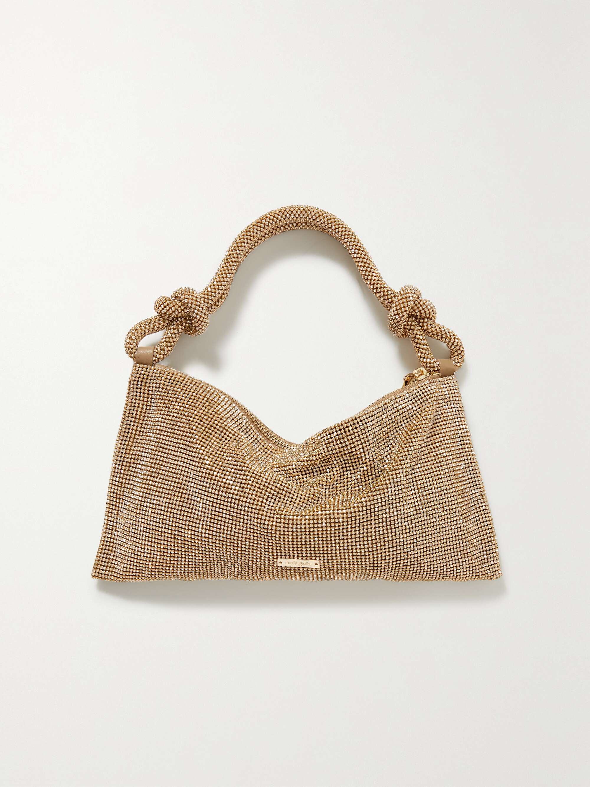 CULT GAIA Hera Nano crystal-embellished knotted satin shoulder bag ...