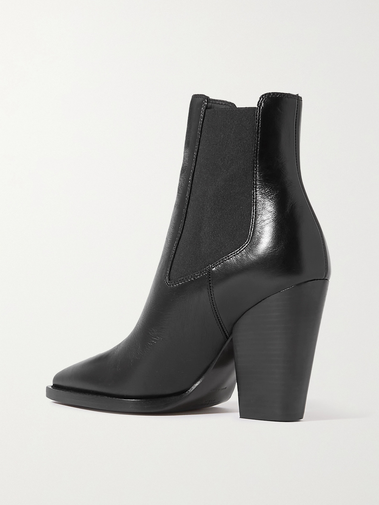 Shop Saint Laurent Theo Leather Ankle Boots In Black