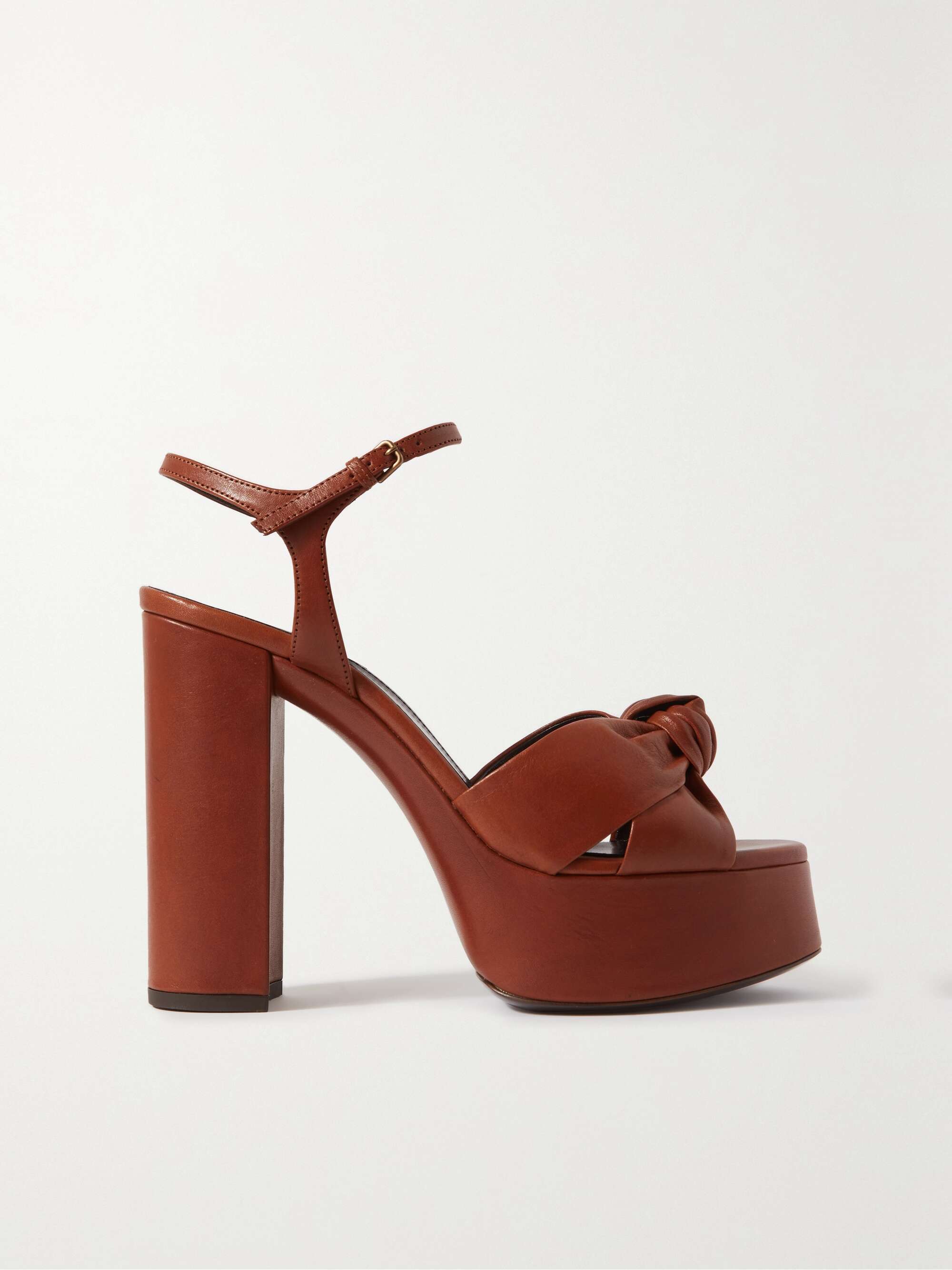 SAINT LAURENT Bianca knotted leather platform sandals | NET-A-PORTER