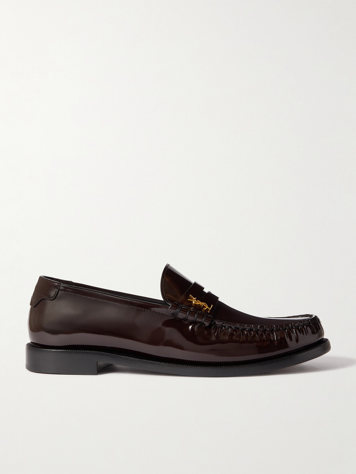 Saint Laurent Le Loafer Ysllogo Leather Loafers In Cordovan Red ModeSens