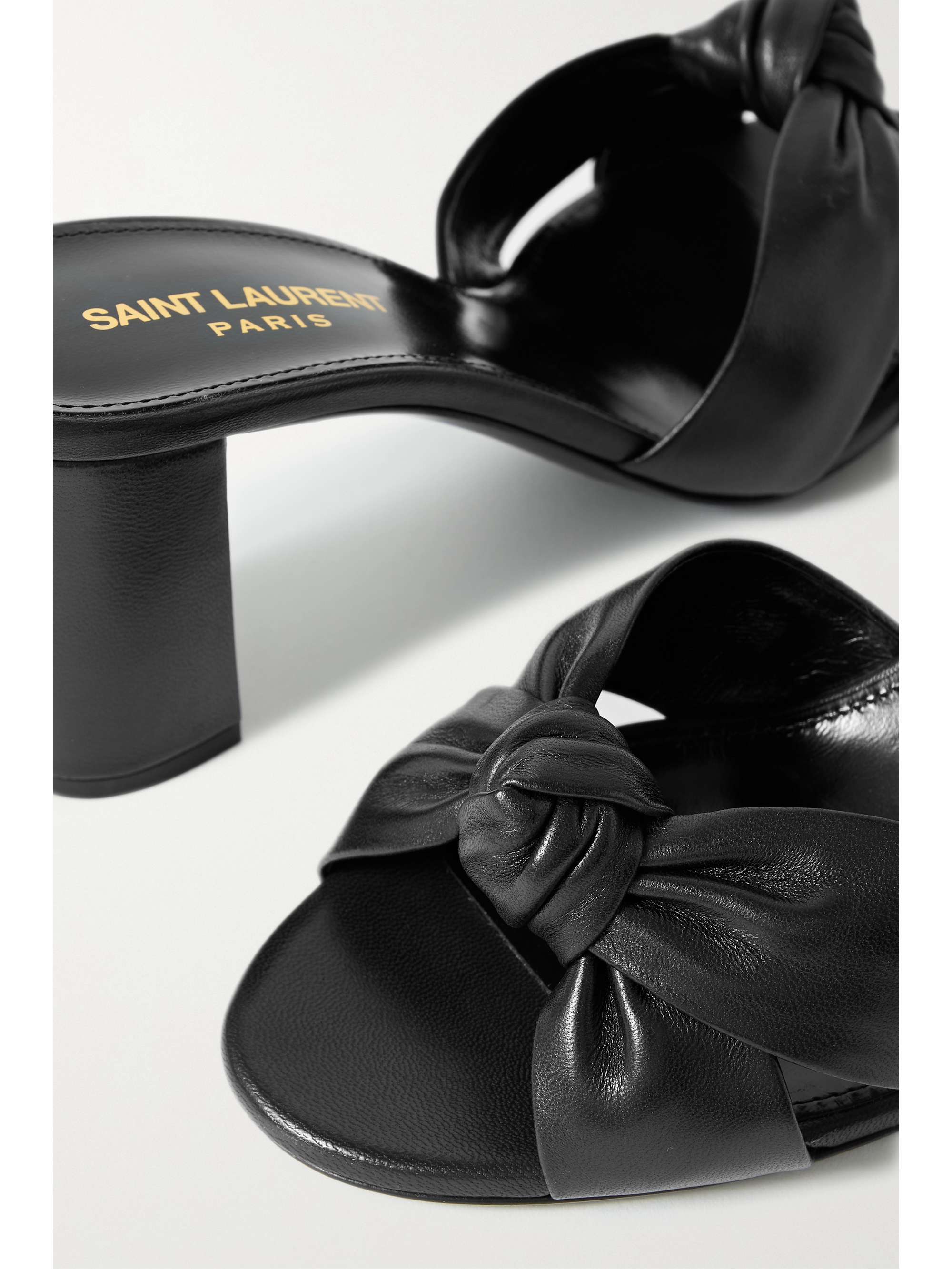 saint laurent bianca knotted leather mules