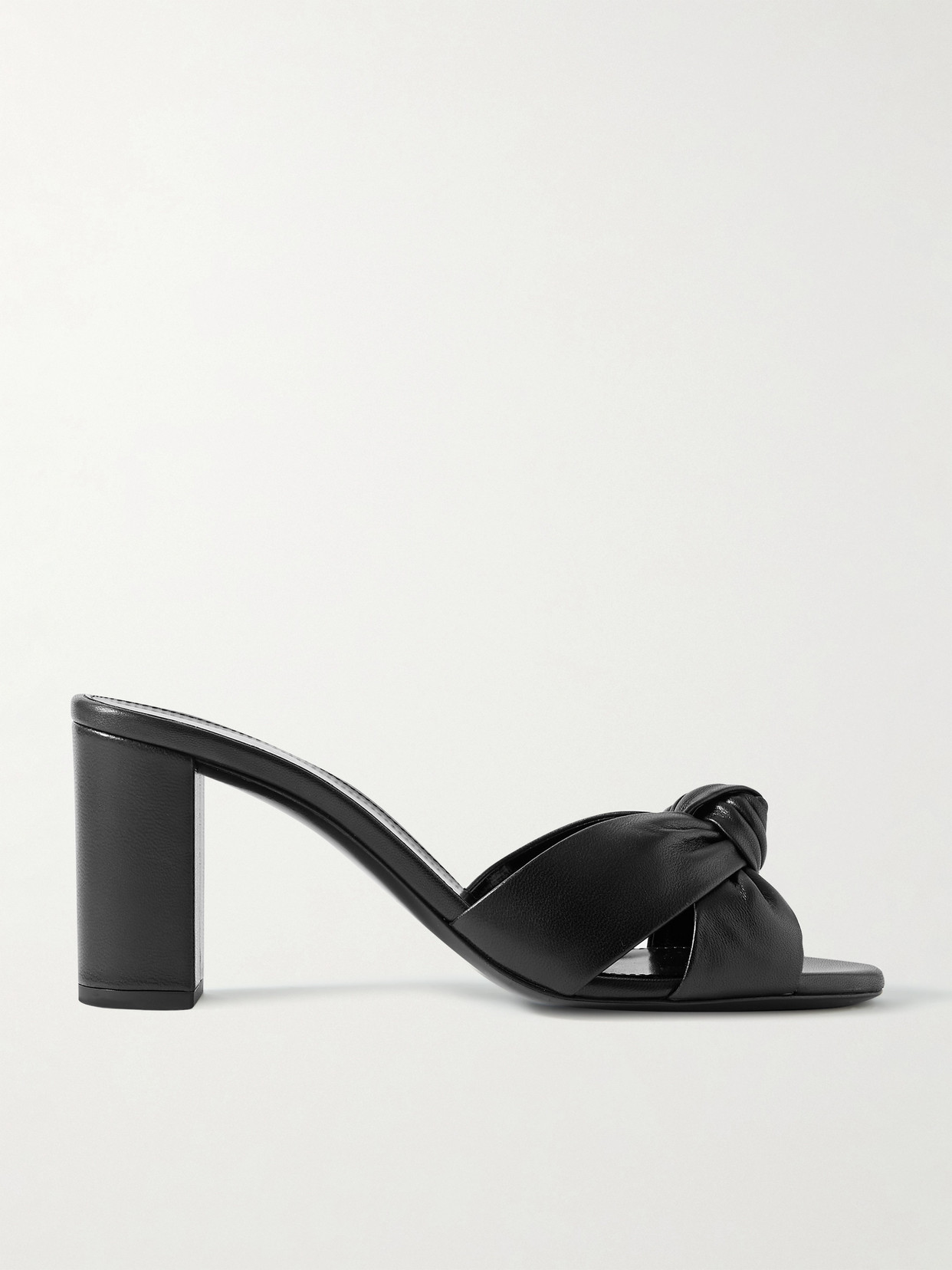 SAINT LAURENT Bianca Knotted Leather Mules - Black