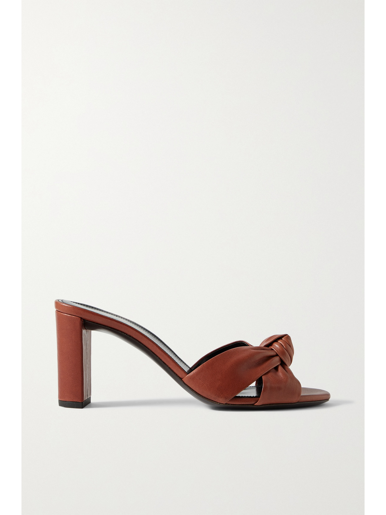 SAINT LAURENT - Bianca Knotted Leather Mules - Brown