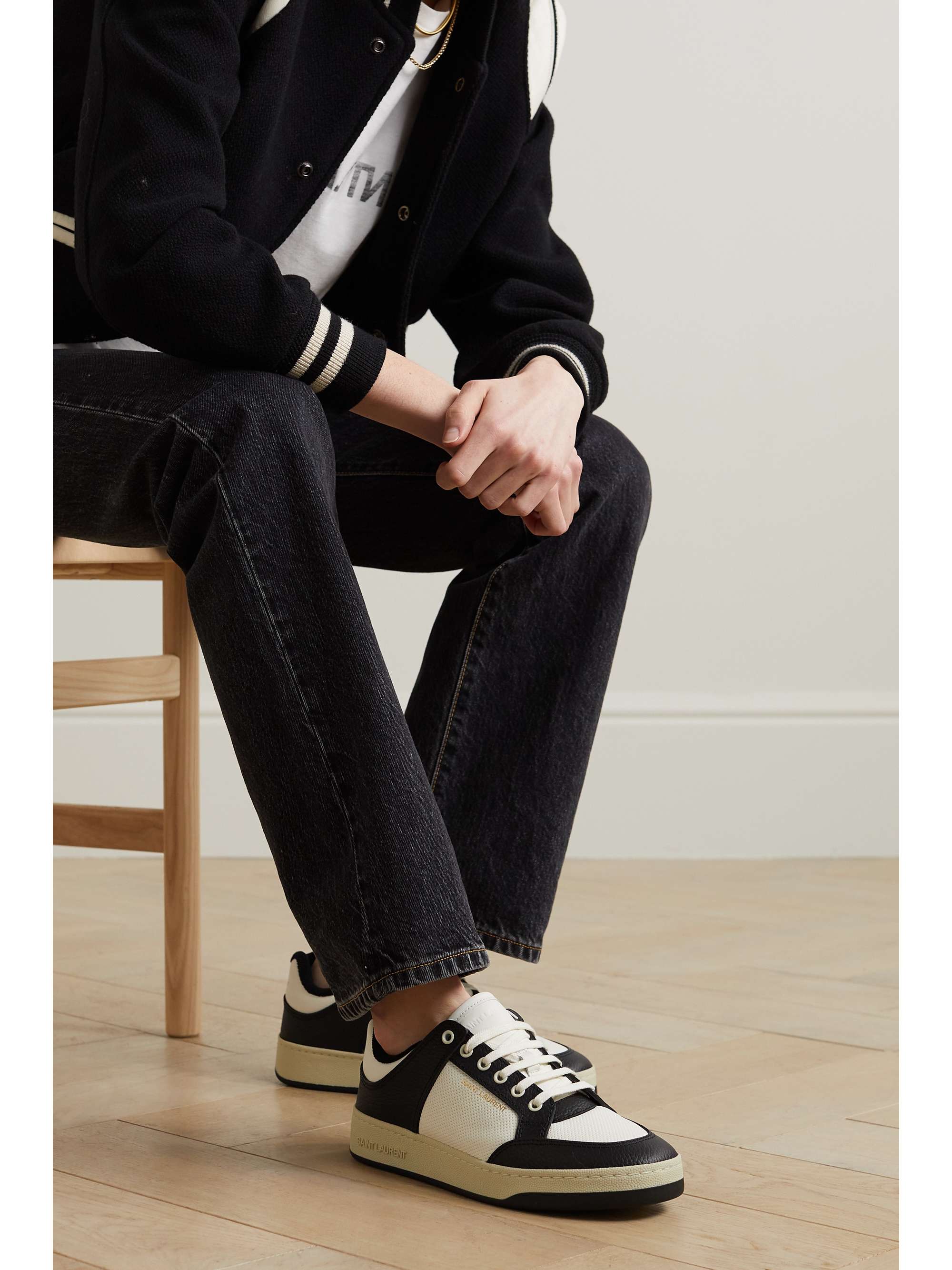 SAINT LAURENT SL61 logo-print leather sneakers