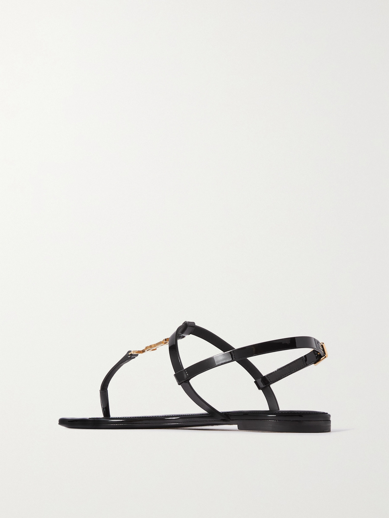 Cassandra Logo-Embellished Patent-Leather Slingback Sandals