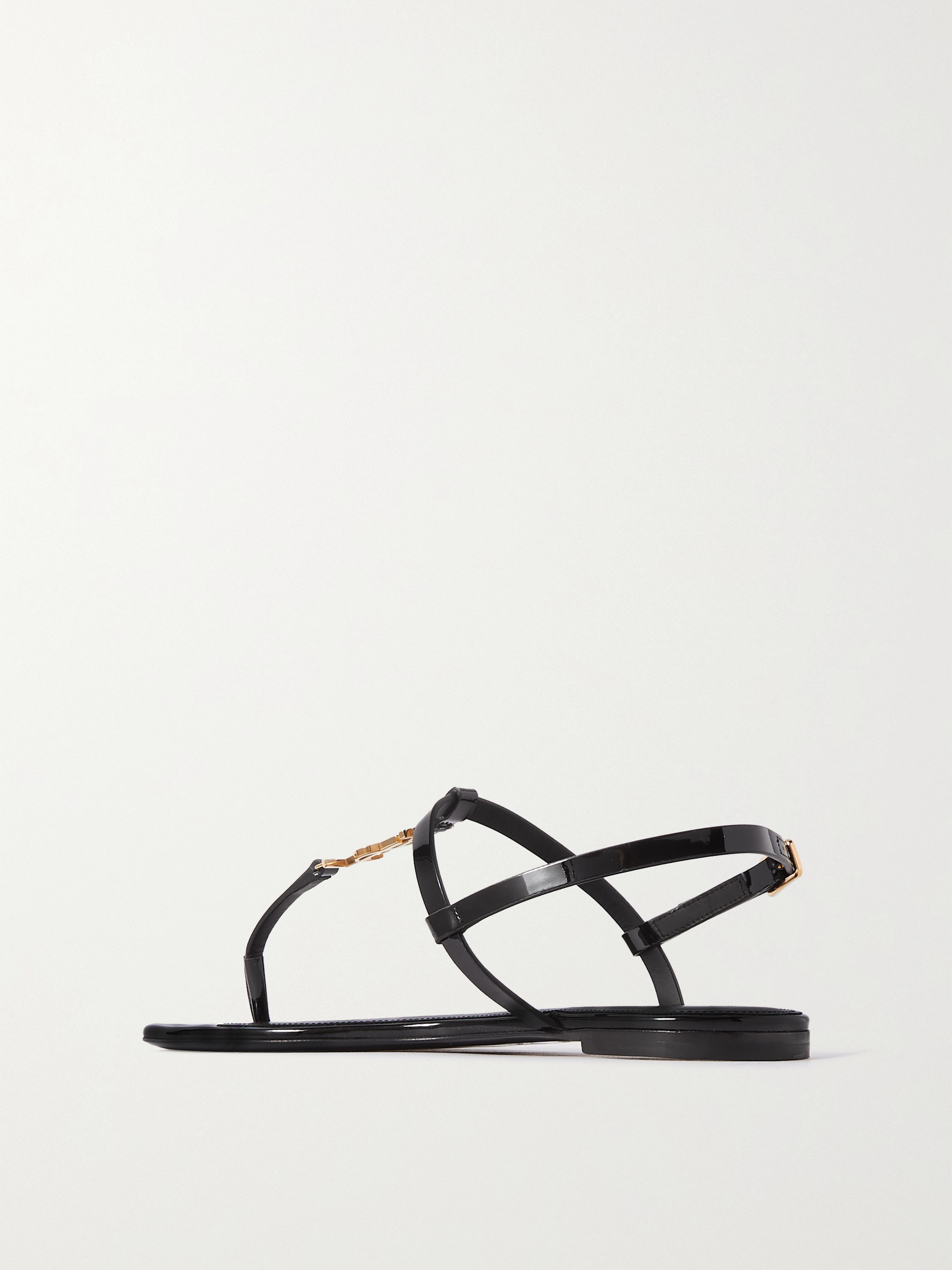 Saint Laurent Cassandra logo-embellished patent-leather slingback sandals thumbnail