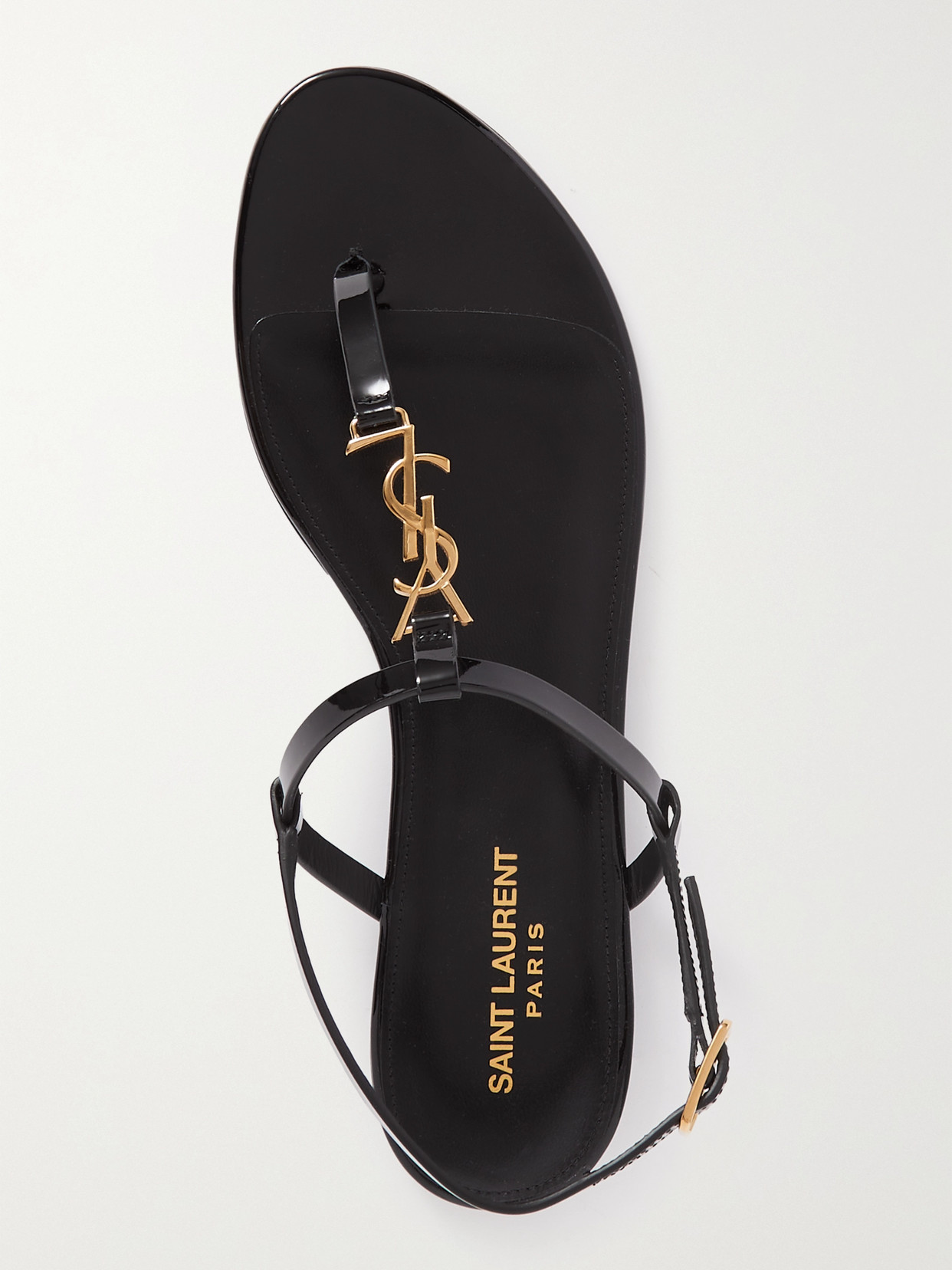 Cassandra Logo-Embellished Patent-Leather Slingback Sandals