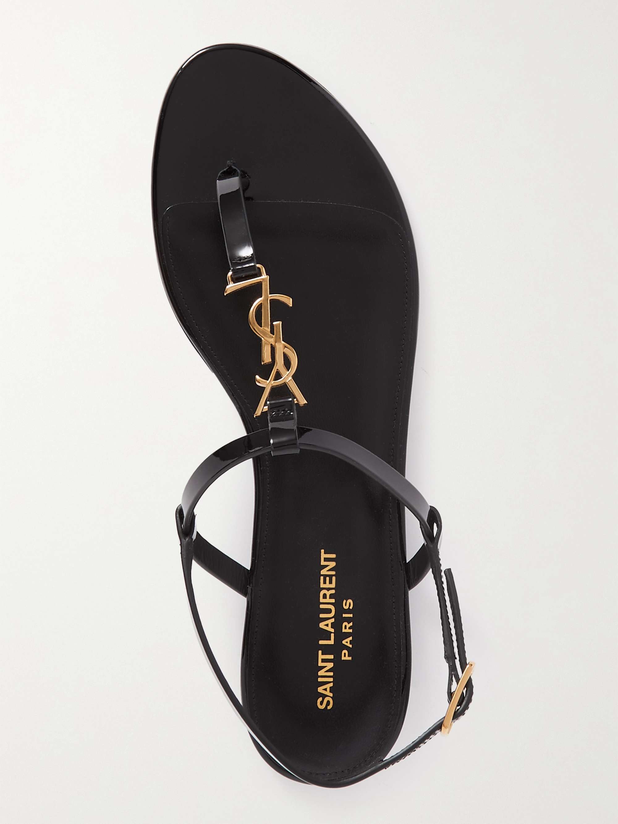 SAINT LAURENT Cassandra logo-embellished patent-leather slingback ...