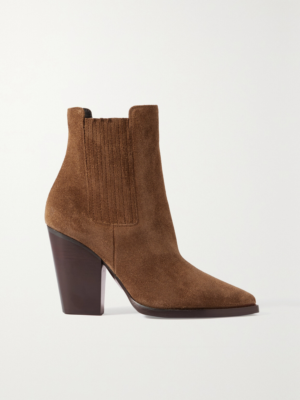 Shop Saint Laurent Theo Suede Ankle Boots In Brown