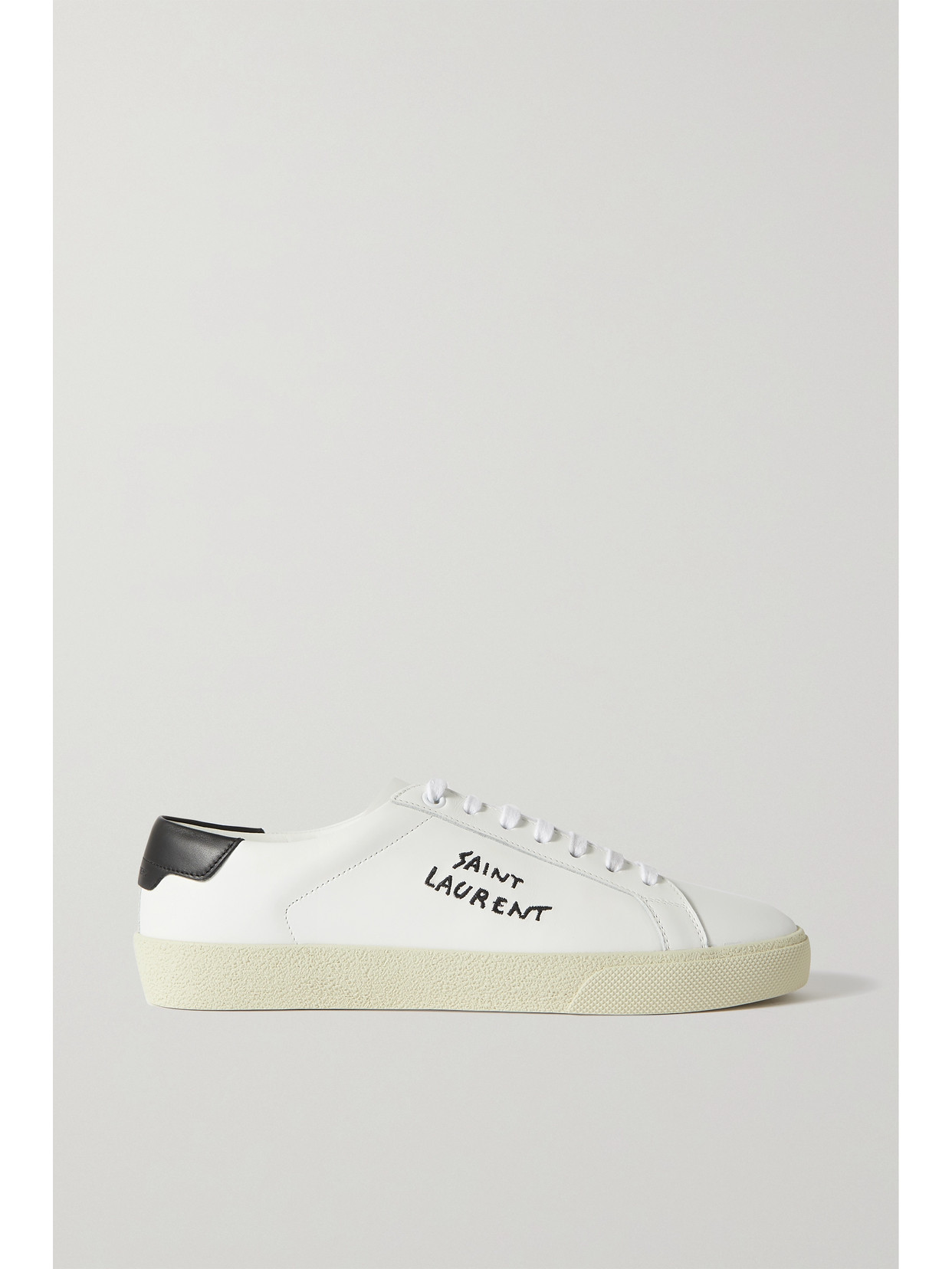 Saint Laurent Court Classic Logo-embroidered Leather Sneakers In White