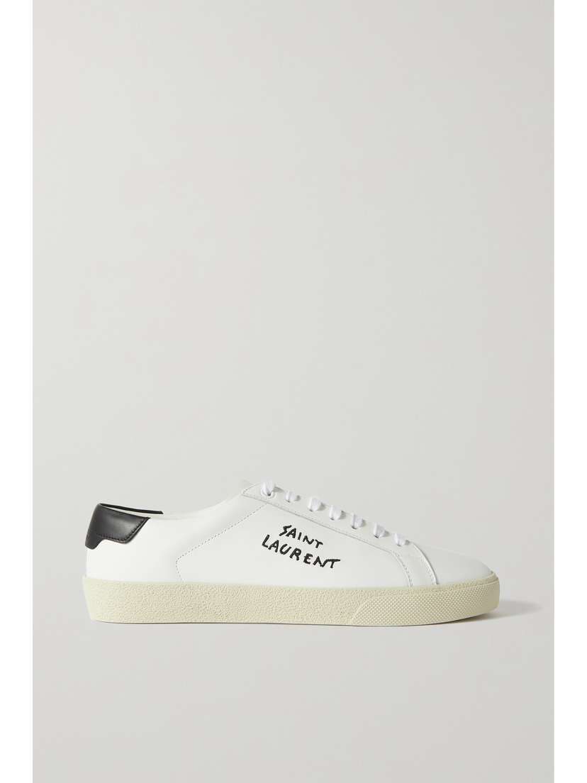 Saint Laurent Court Classic Sl/06 Logo-embroidered Leather Sneakers