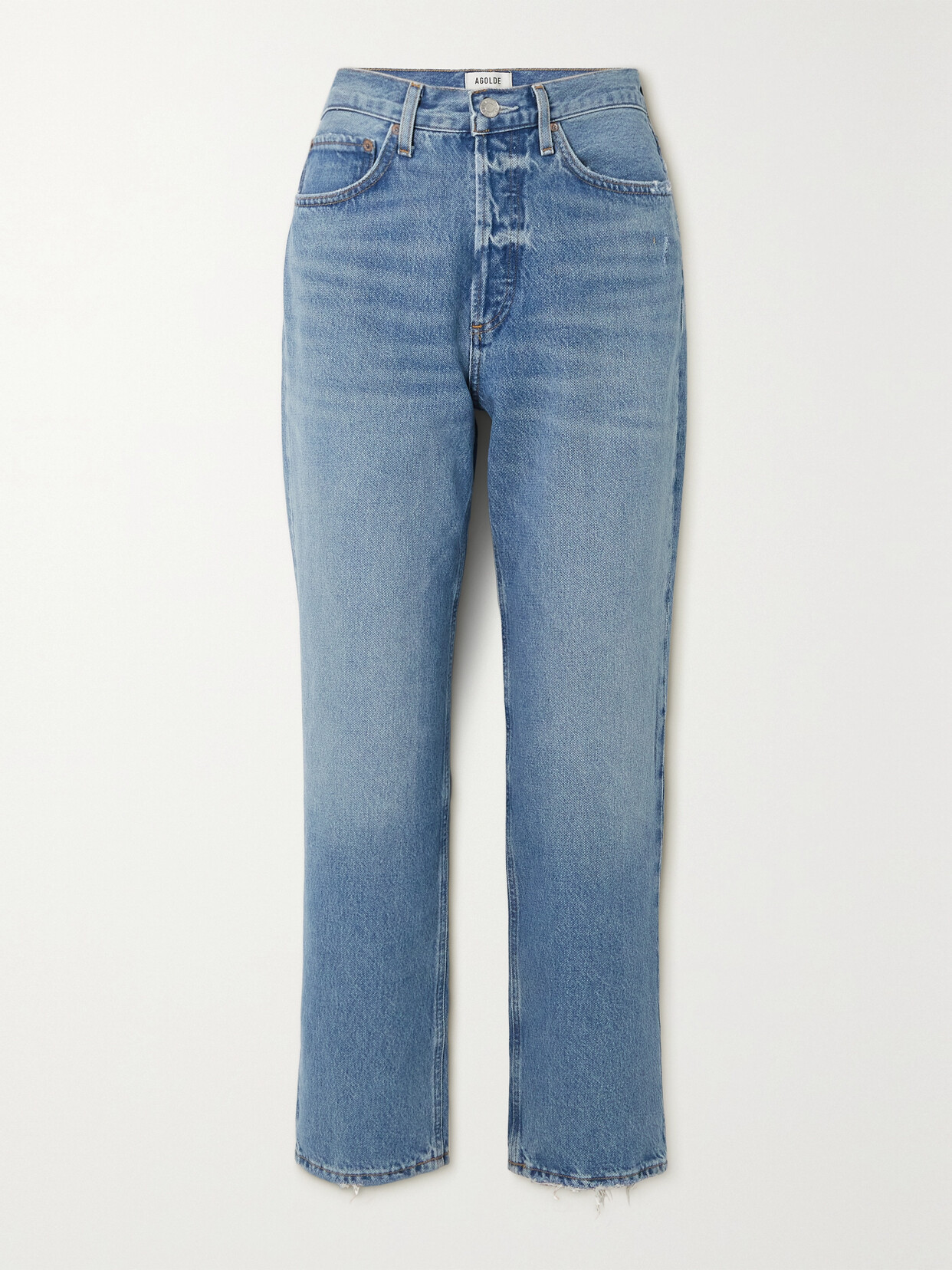 AGOLDE - '90s Cropped Organic Mid-rise Straight-leg Jeans - Blue