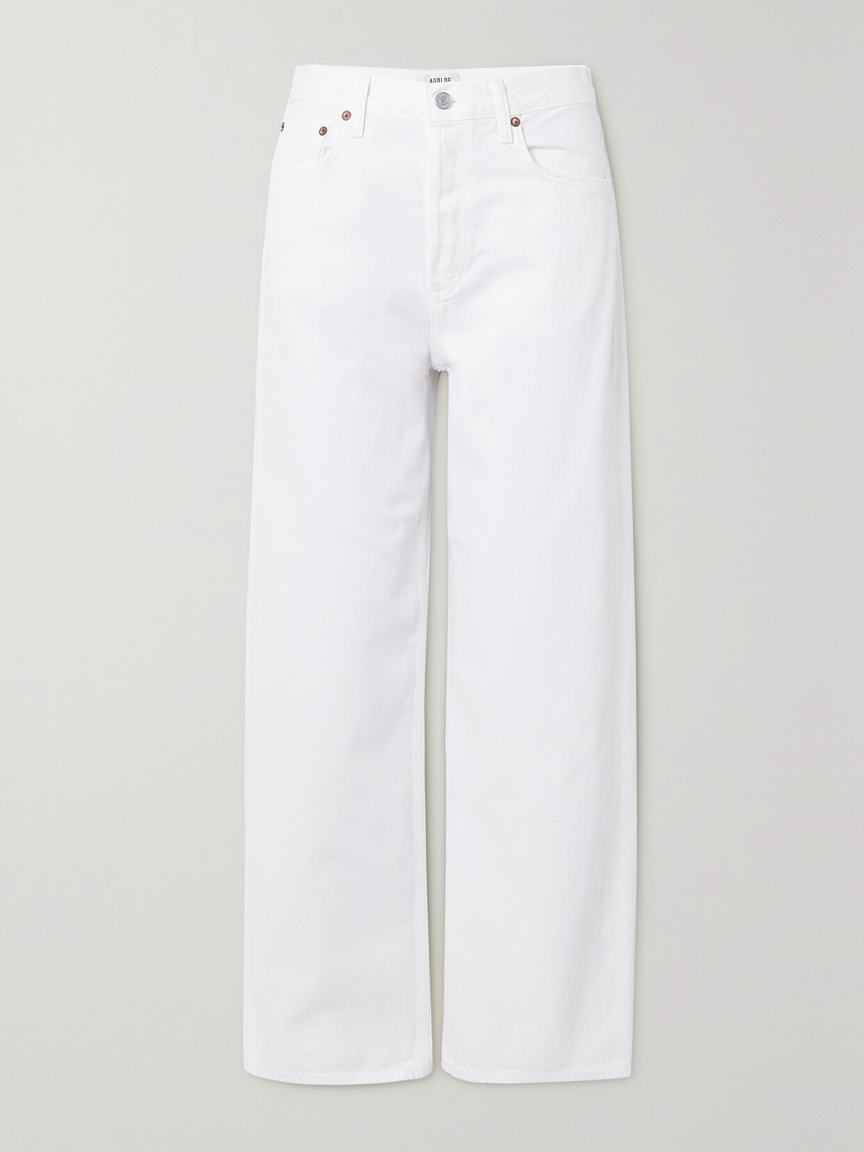 Shop Agolde + Net Sustain Baggy Low Slung Organic Jeans In White