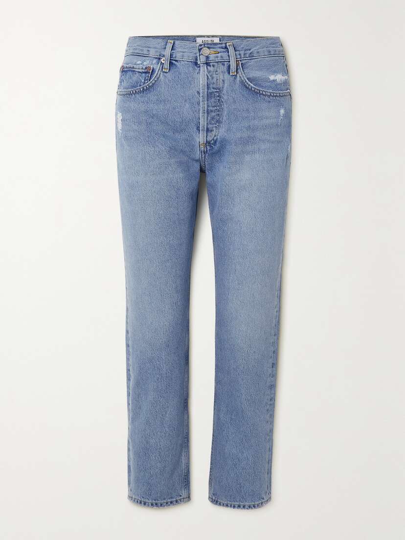 AGOLDE Parker Distressed High-rise Straight-leg Jeans