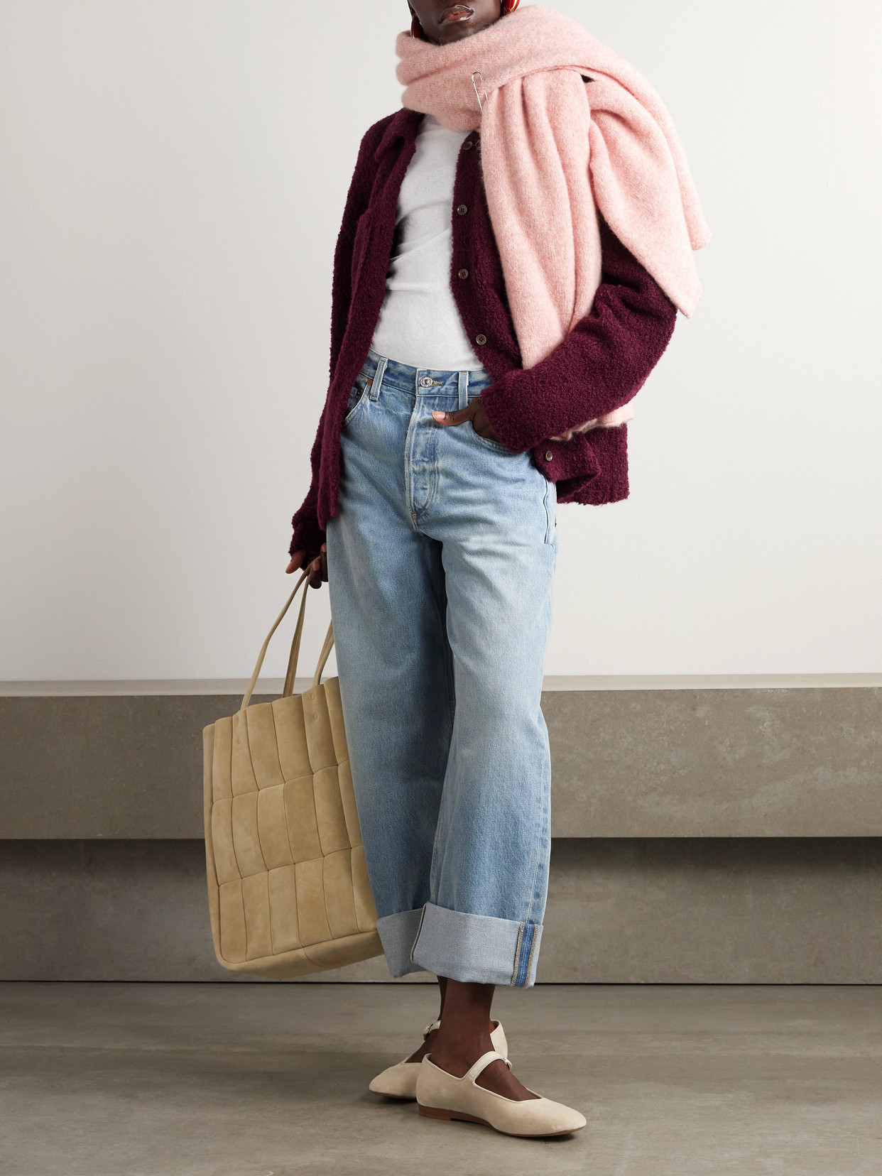 Shop Citizens Of Humanity + Net Sustain Ayla Baggy Cuffed Crop High-rise Wide-leg Organic Jeans In Blue