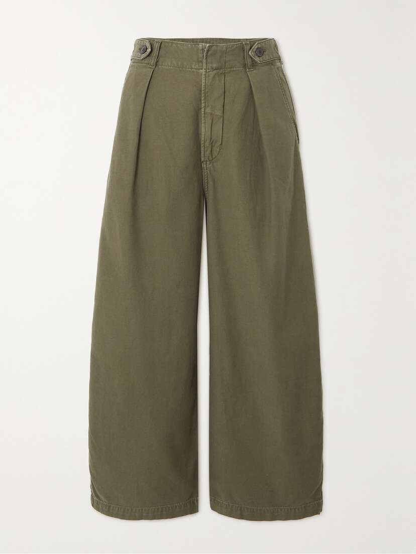 Citizens of Humanity Payton Cropped Pleated Cotton Boyfriend Pants