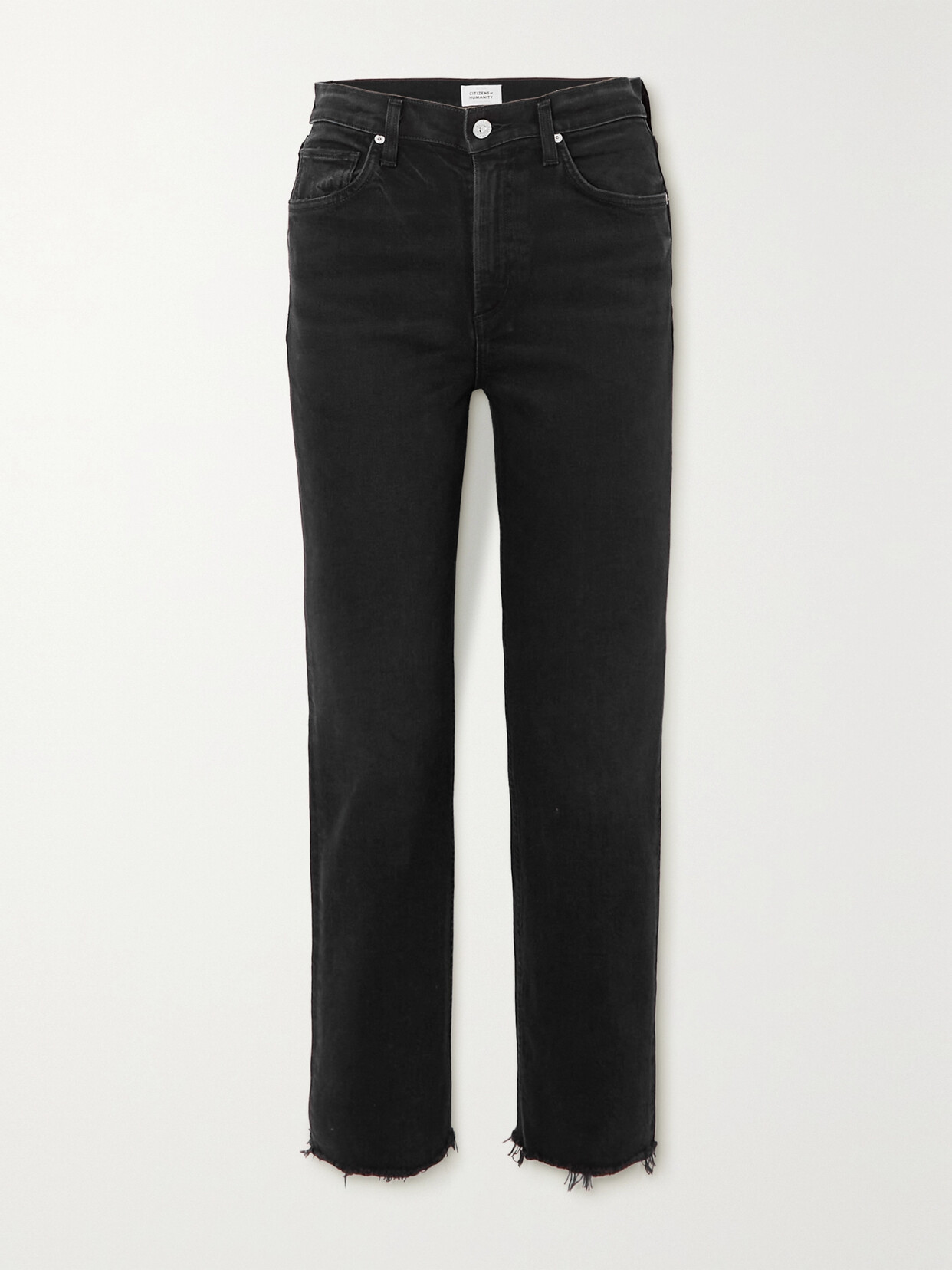 Citizens of Humanity - + Net Sustain Daphne Cropped Frayed High-rise Straight-leg Organic Jeans - Black