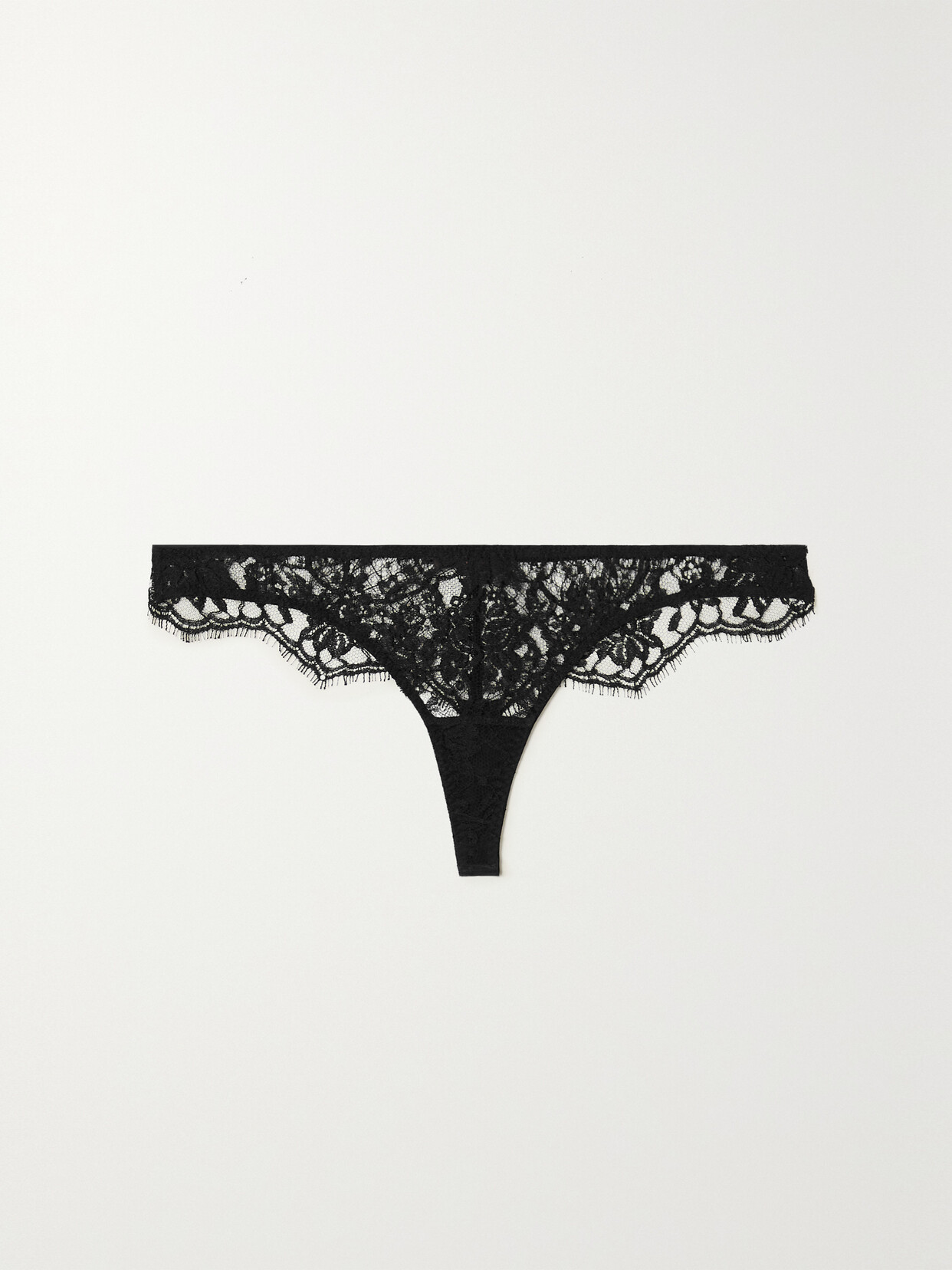 Shop Coco De Mer Hera Leavers Lace Thong In Black