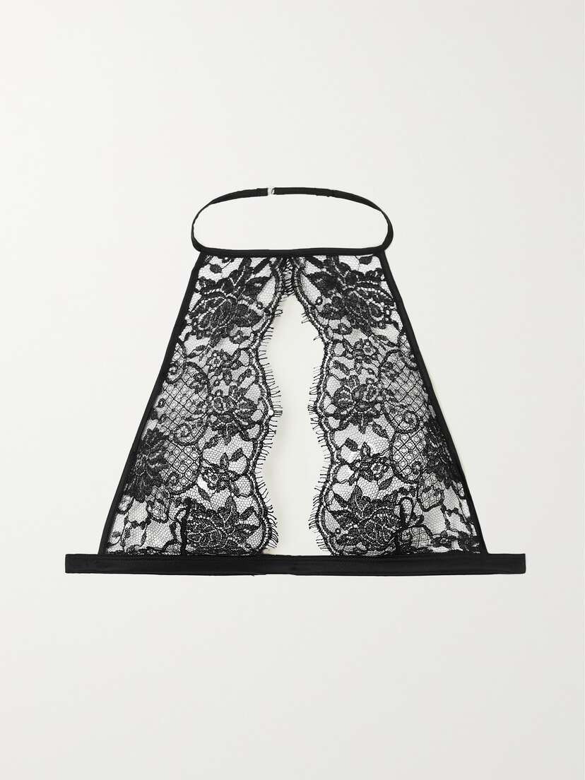 Coco de Mer Hera Cutout Satin-trimmed Leavers Lace Soft-cup Bra