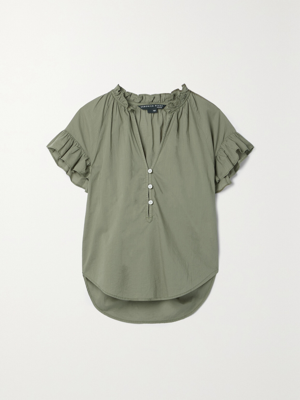 Veronica Beard Milly Ruffled Top In Green